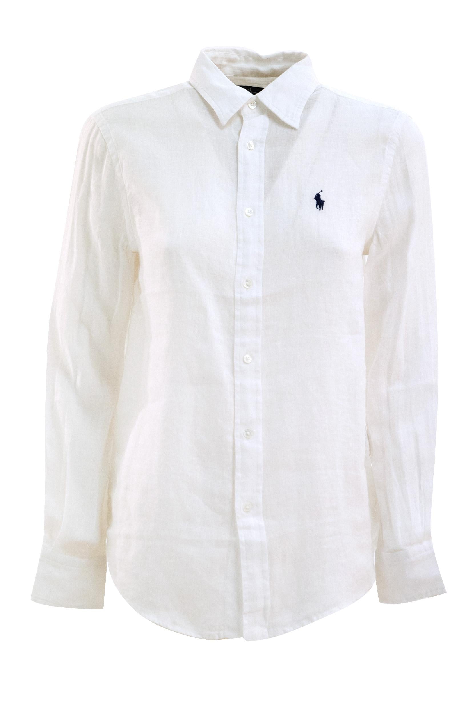 Camicia in lino di colore bianco<BR/> 211970730518 WHITE POLO RALPH LAUREN