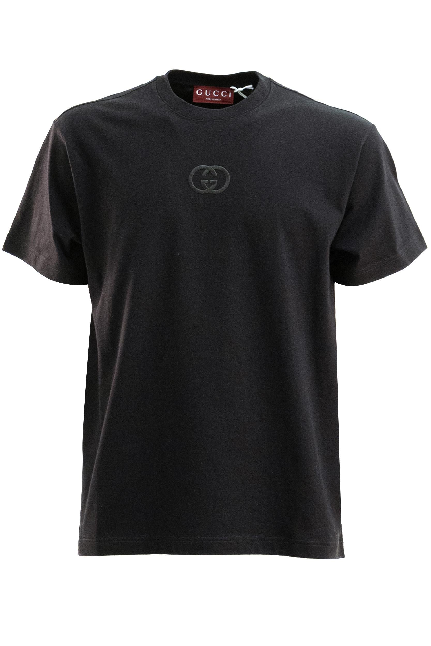 T-shirt in jersey di cotone di colore nero <BR/> 854394 XJHN0 1043 GUCCI