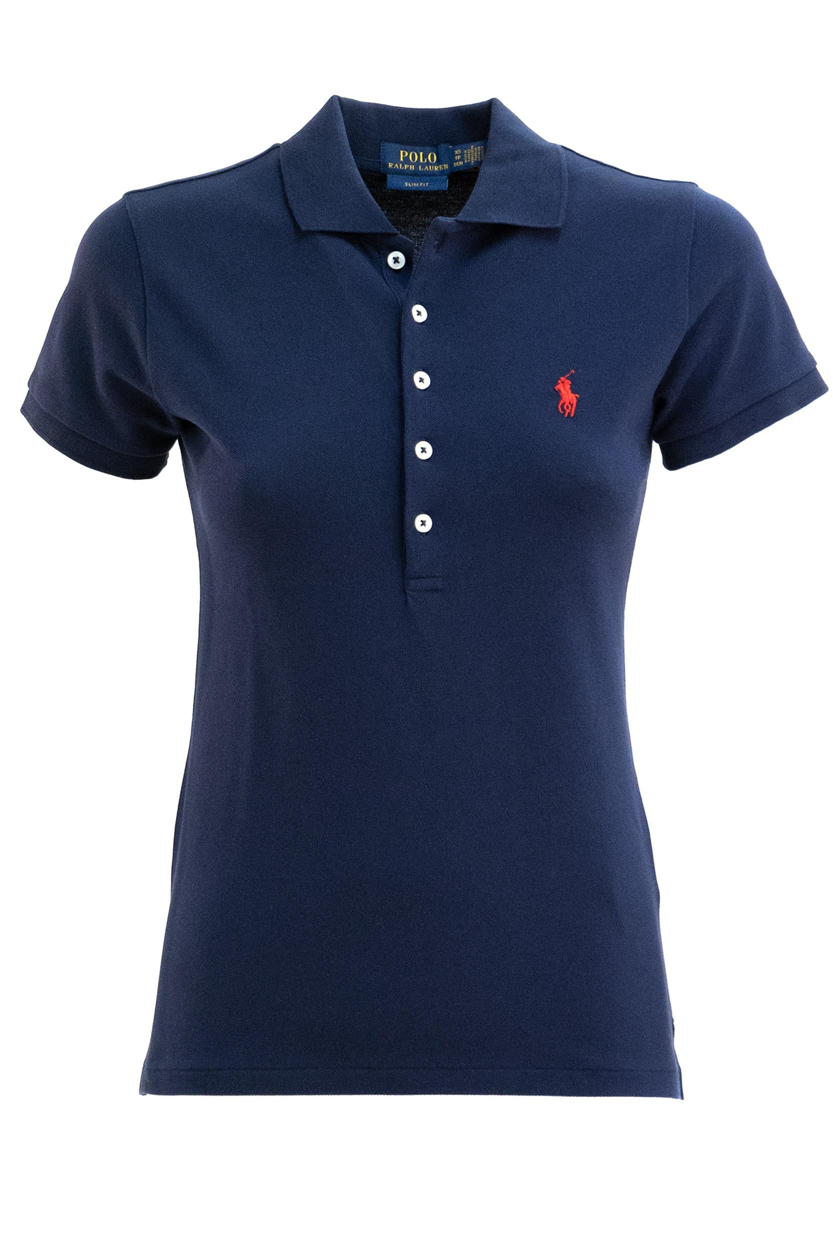 Polo in cotone stretch color blu<BR/> 211870245002 NAVY POLO RALPH LAUREN