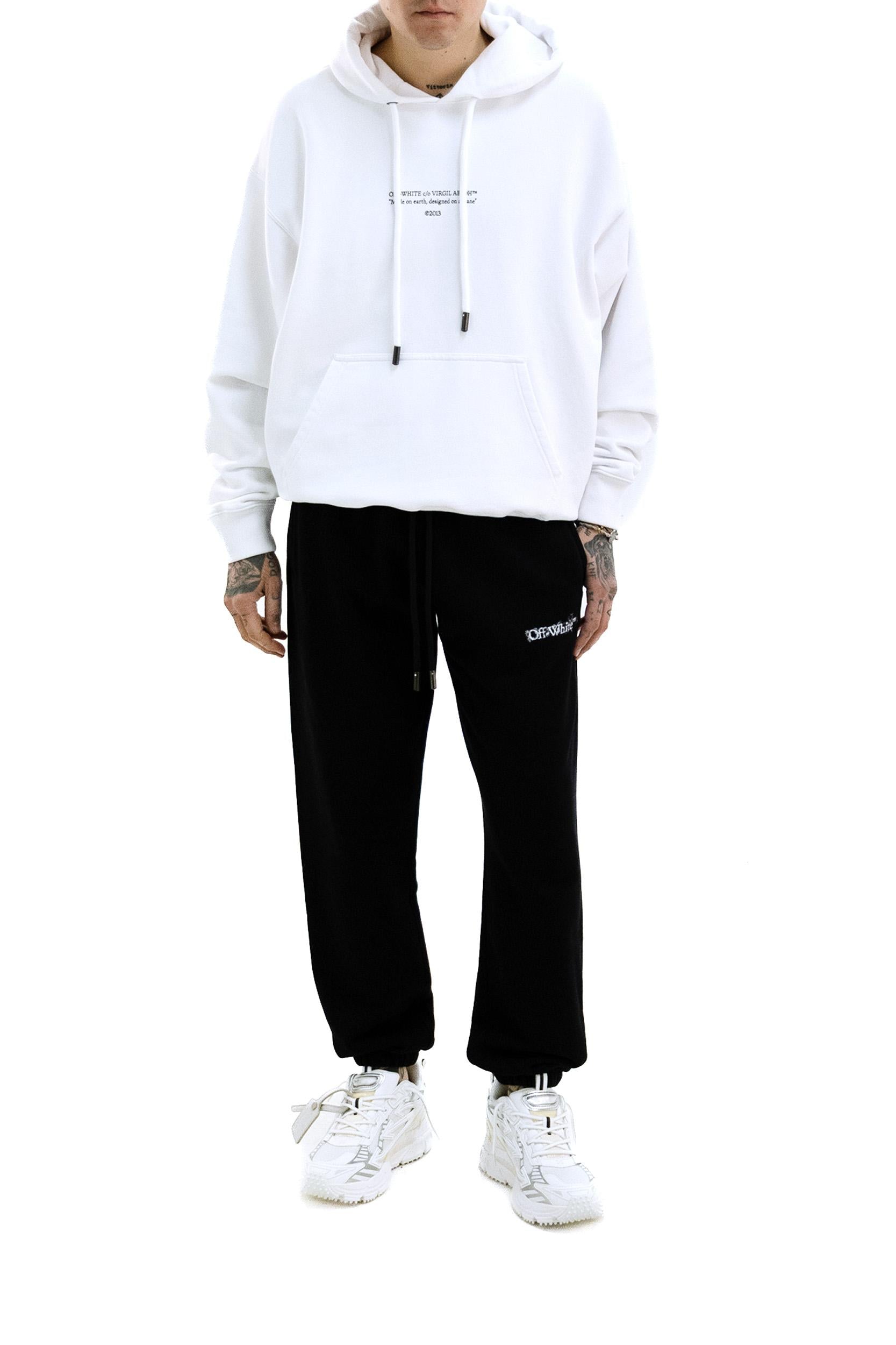 Felpa con cappuccio in cotone di colore bianco<BR/> 44MBB085S26F009100 WHITE OFF WHITE