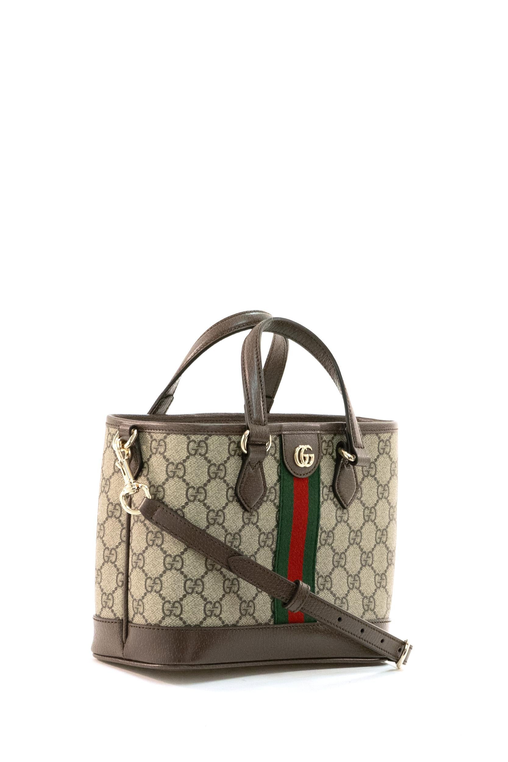 Borsa Ophidia in tessuto GG beige e marrone scuro<BR/> 836848 FAE0J 9867 GUCCI