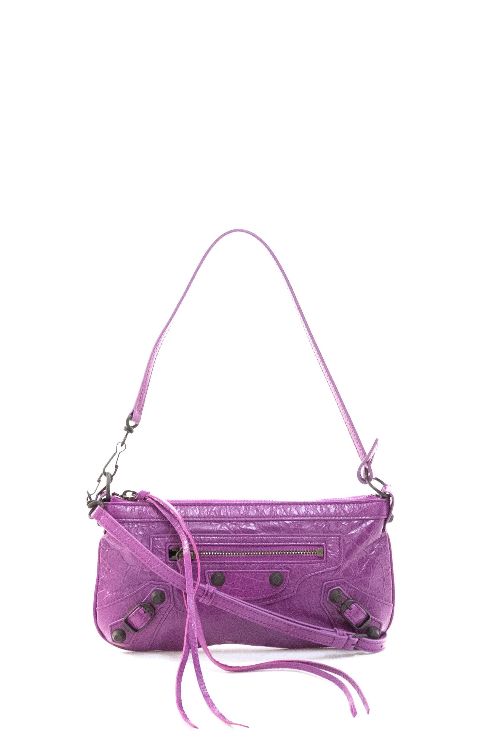 Pouch Le City On Strap in pelle Arena color rosa intenso<BR/> 863960 2ABEK 5331 BALENCIAGA