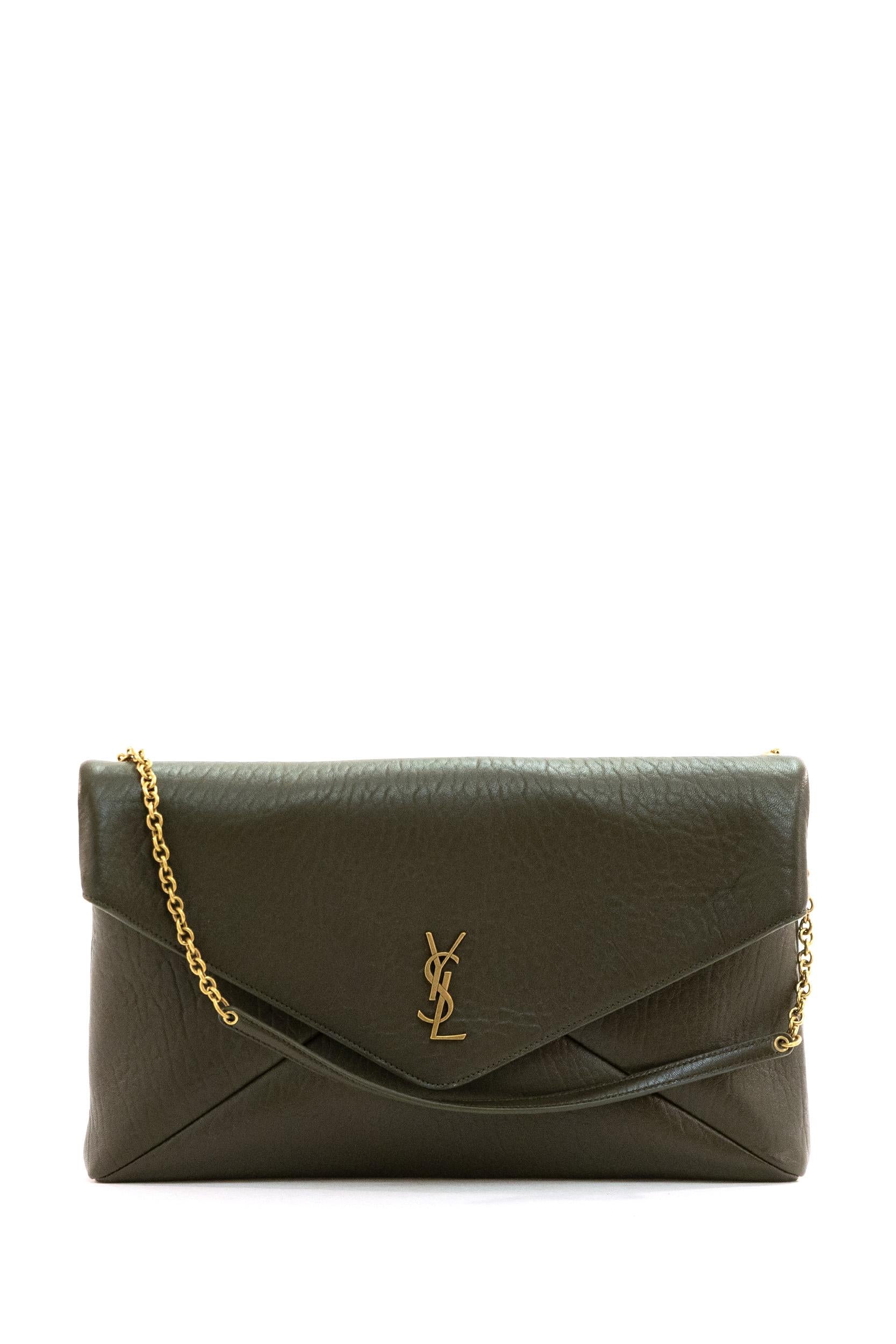Pochette Envelope Pelle di Agnello Muschio<BR/> 841702 AACYT 3212 SAINT LAURENT