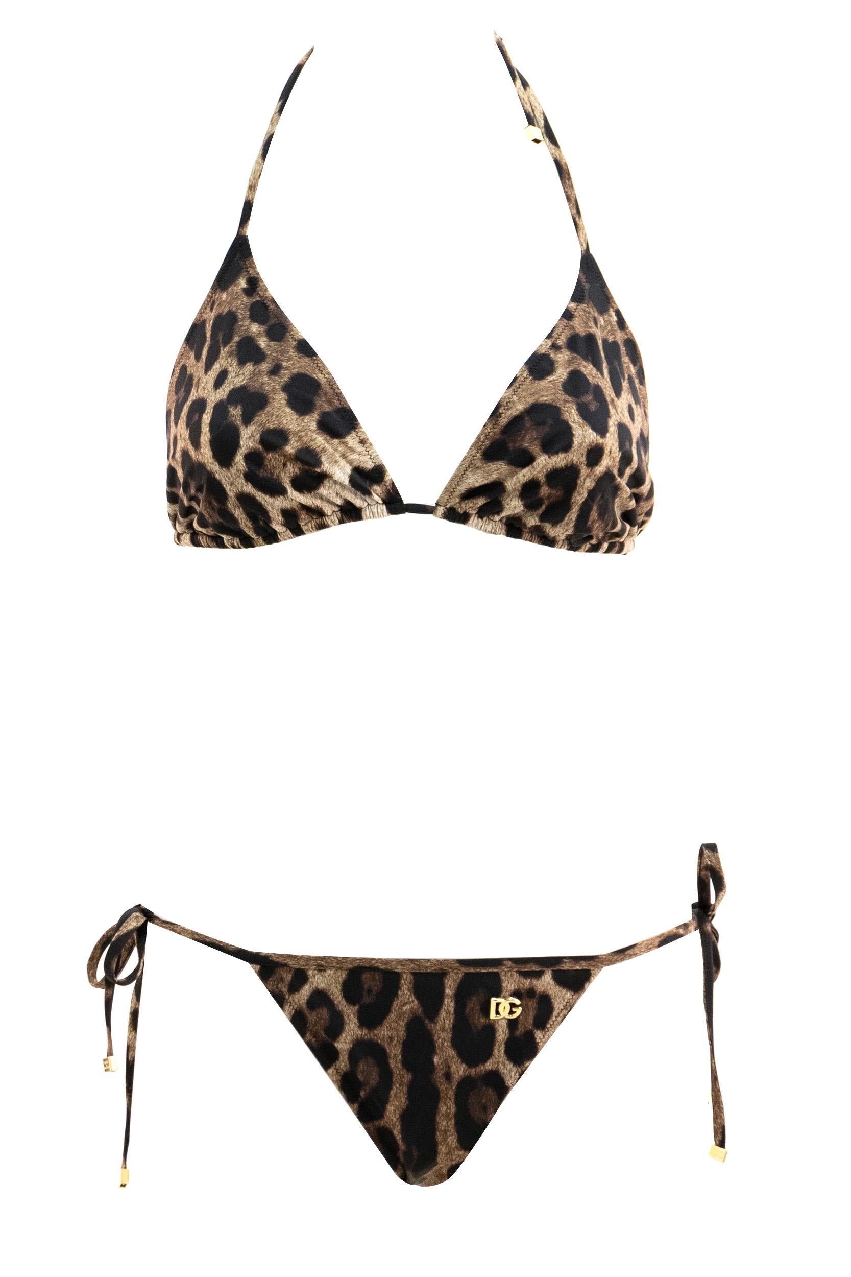 Slip con Laccetti da Mare Stampa Leopardo<BR/> O2A01J ONO11 HY13M DOLCE & GABBANA