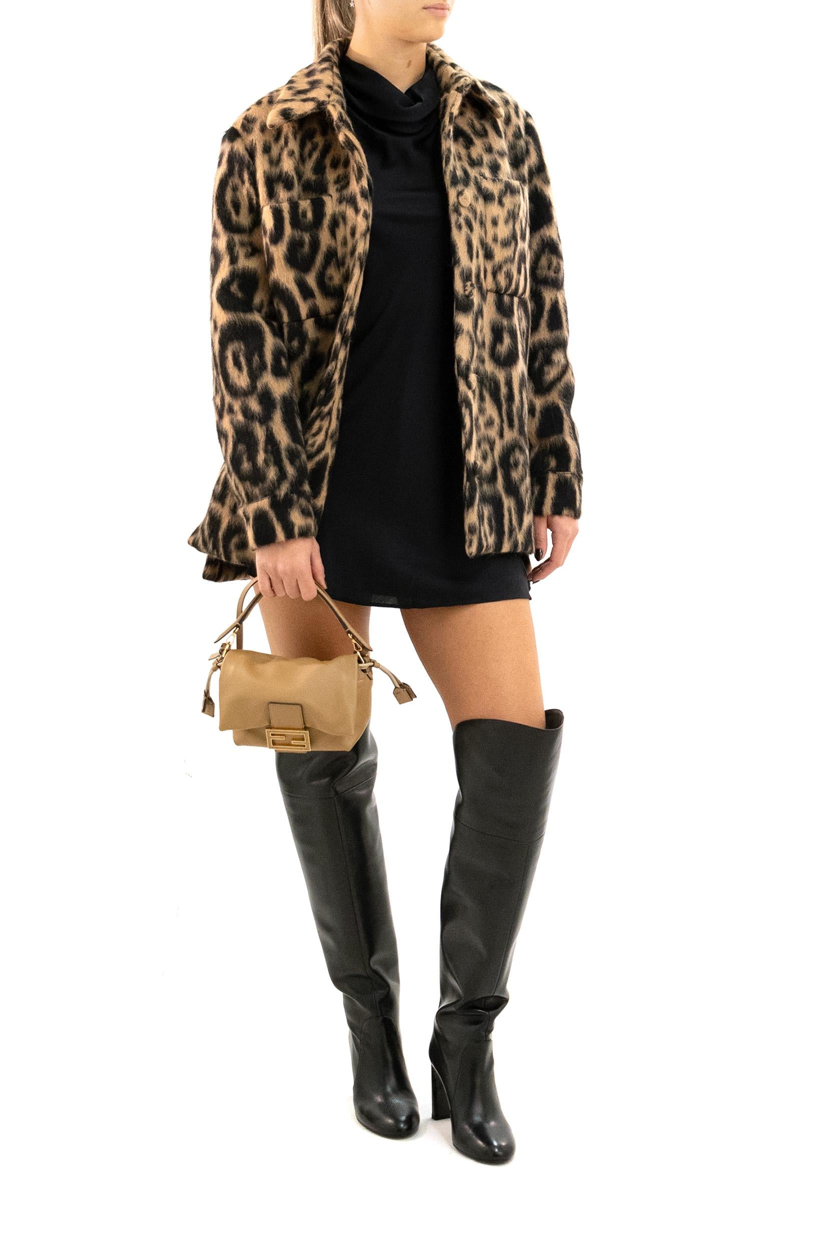 Go-To Jacket in lana stampa Leo beige e nero<BR/> FJ7561 AVJF F1T6O FENDI