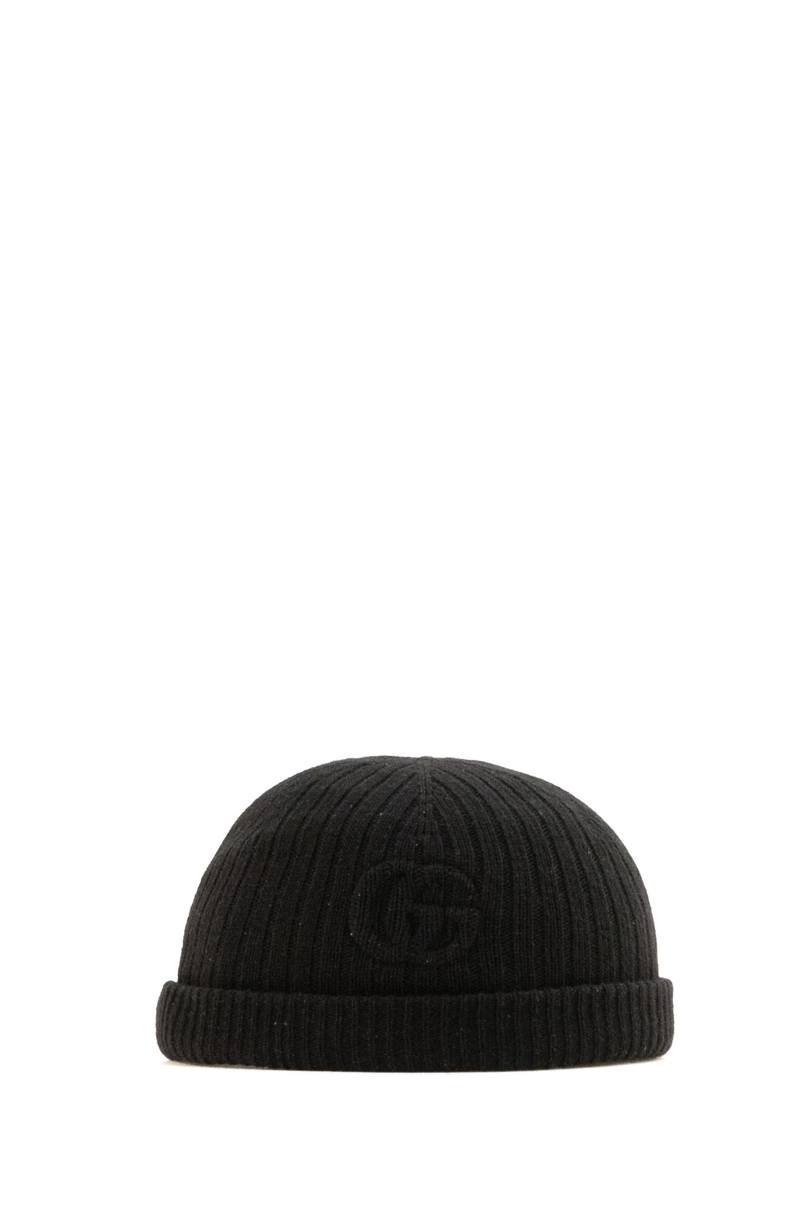 Beretto in lana a coste di colore nero<BR/> 855453 4HBIU 1066 GUCCI