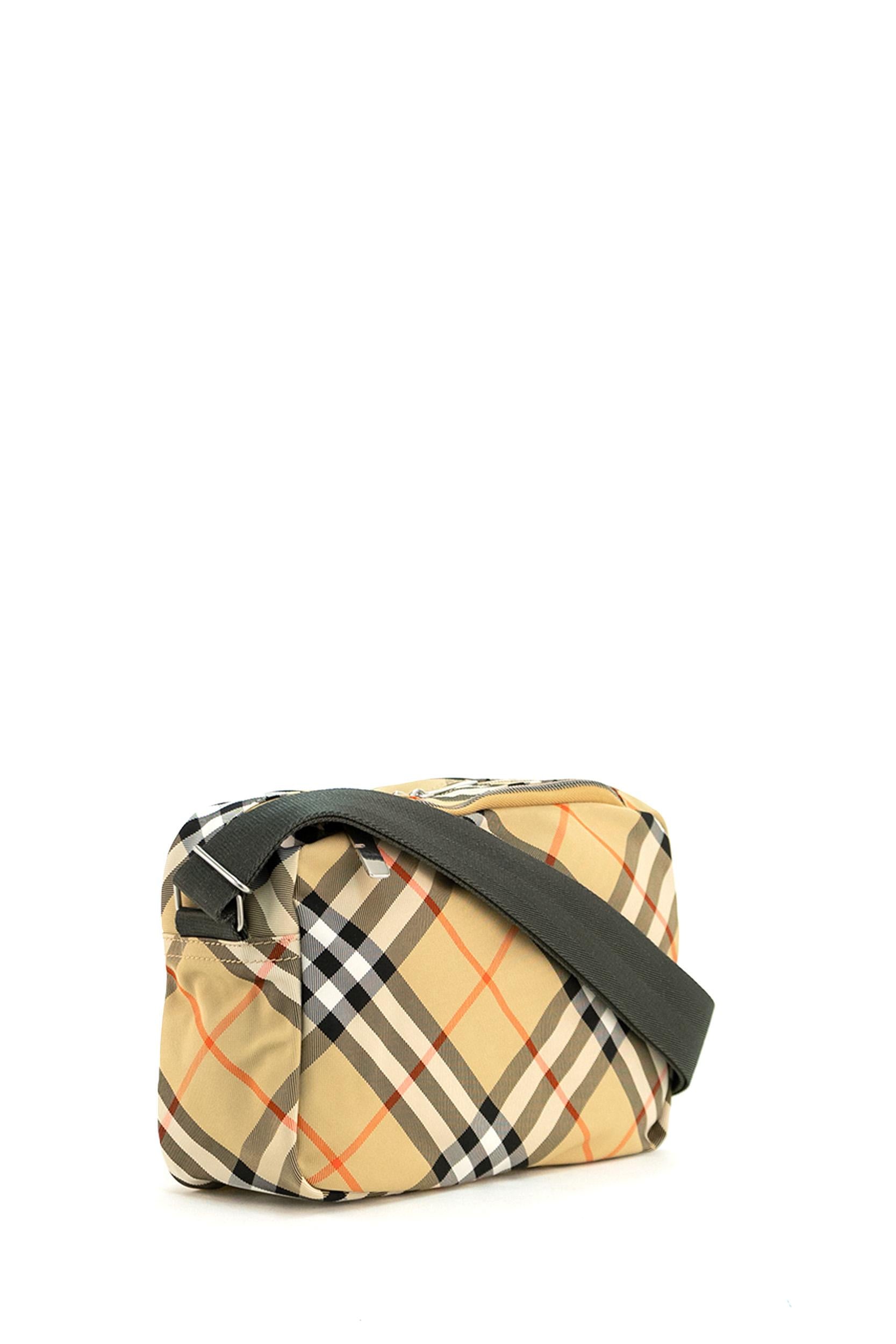 Borsa a tracolla in twill di cotone con motivo Burberry Check 8091320 SAND BURBERRY