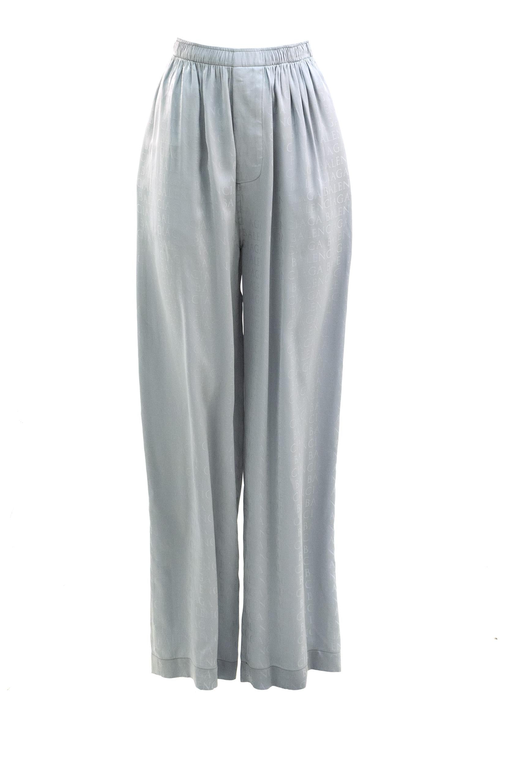 Pantaloni in viscosa di colore grigio perla <BR/> 850696 TTO54 9697 BALENCIAGA