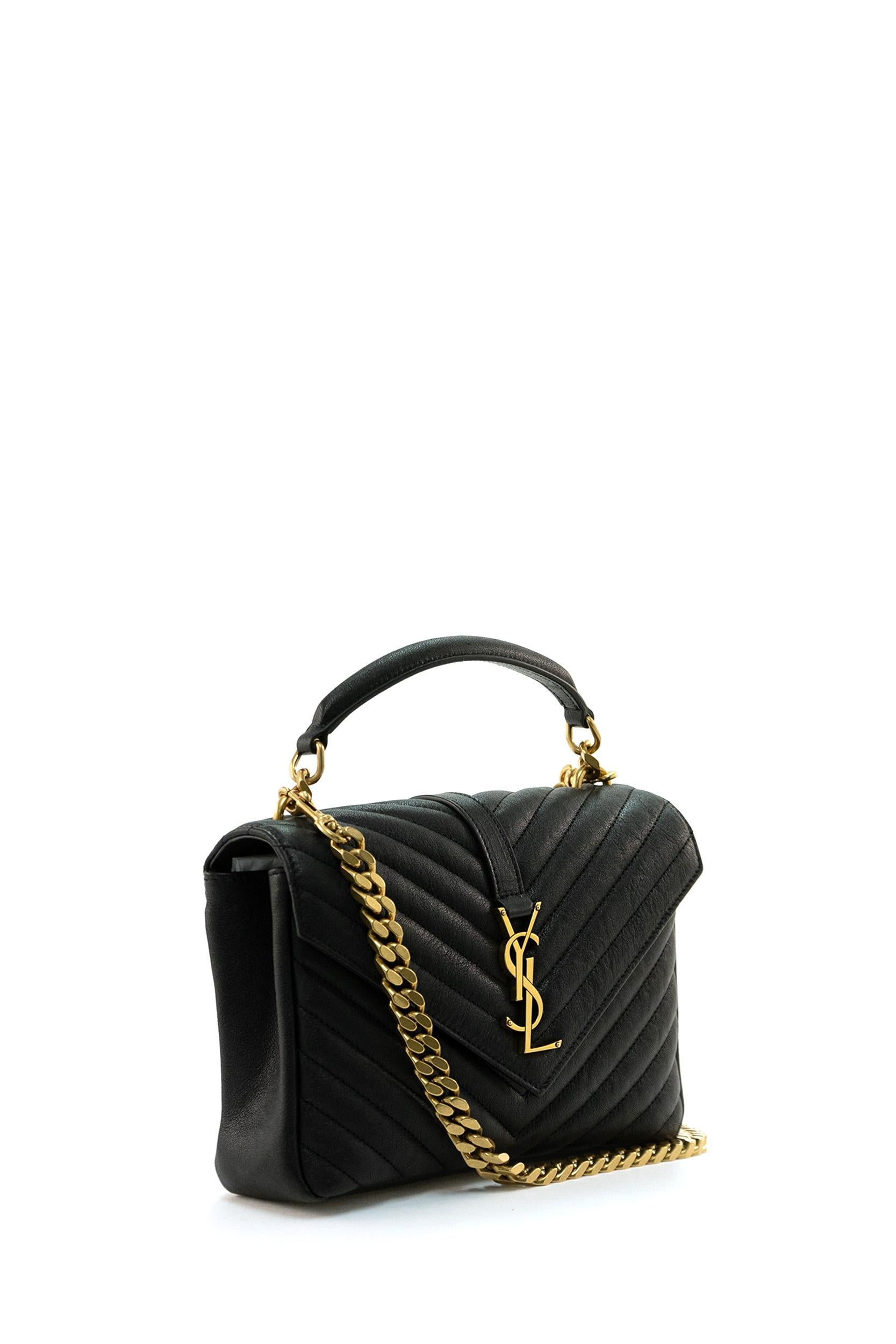 Borsa Collége Media in pelle di colore nero<BR/> 600279 BRM07 1000 SAINT LAURENT
