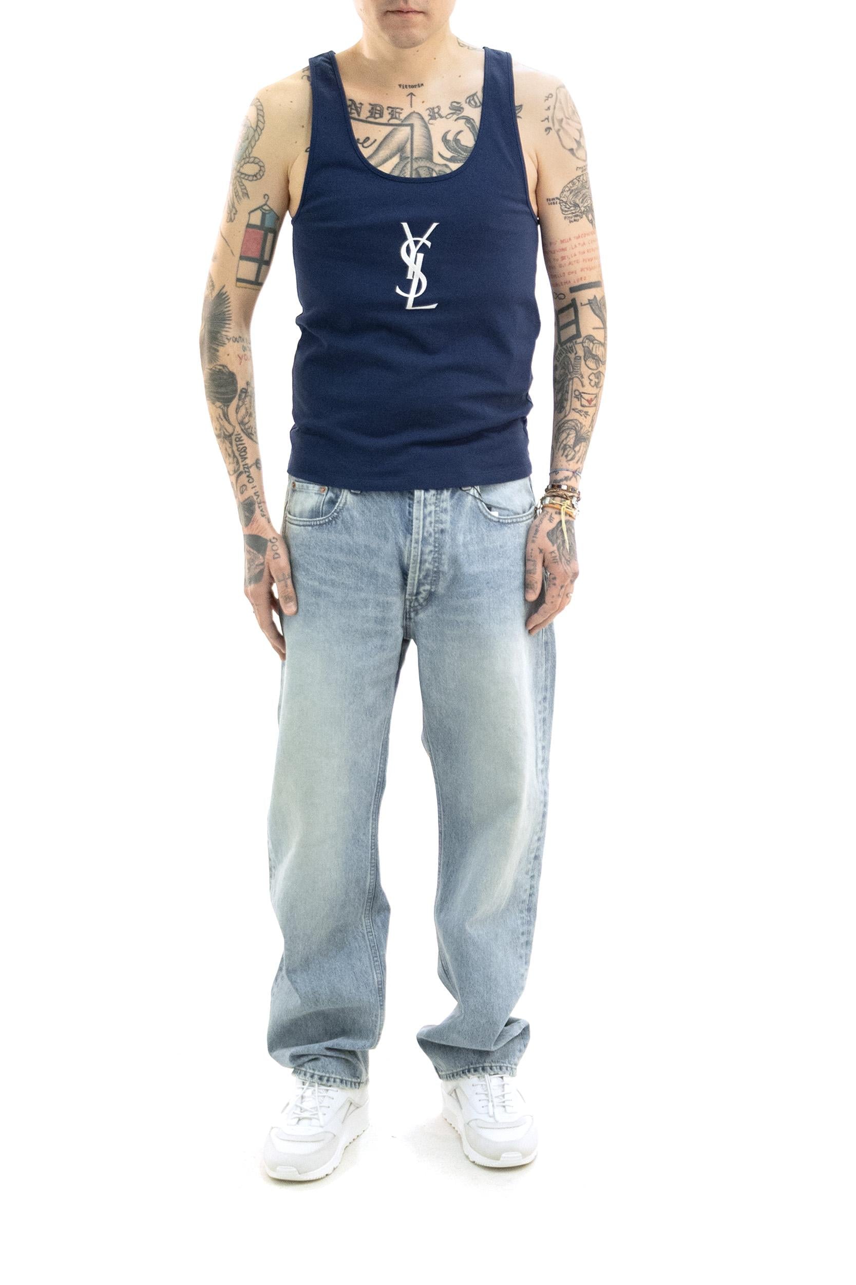 Canottiera Cassandre in Cotone<BR/> 858319 Y38AK 4069 SAINT LAURENT