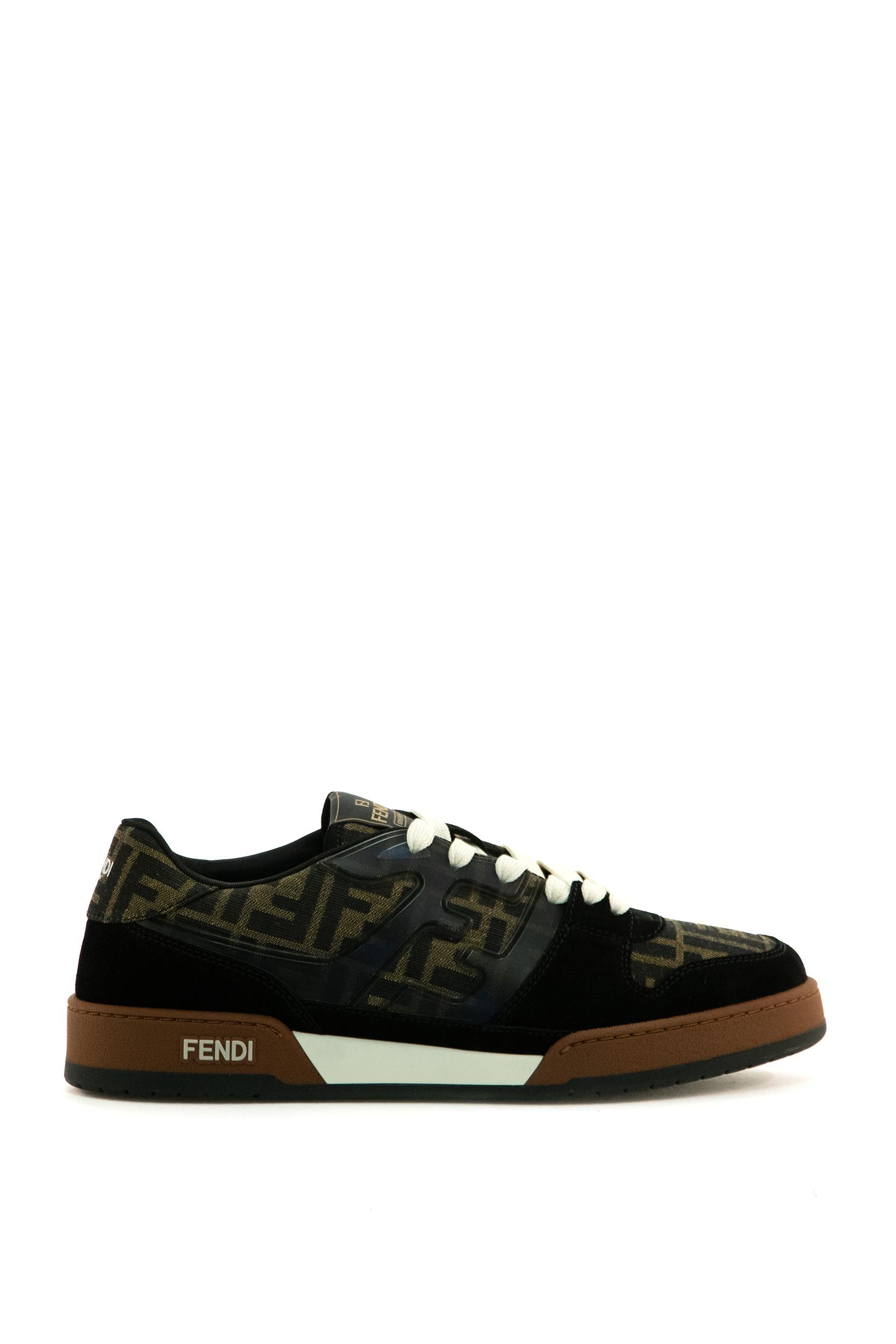 Sneakers Fendi Match low-top in canvas FF jacquard marrone e tabacco 7E1688 AQ6I F1PXA FENDI