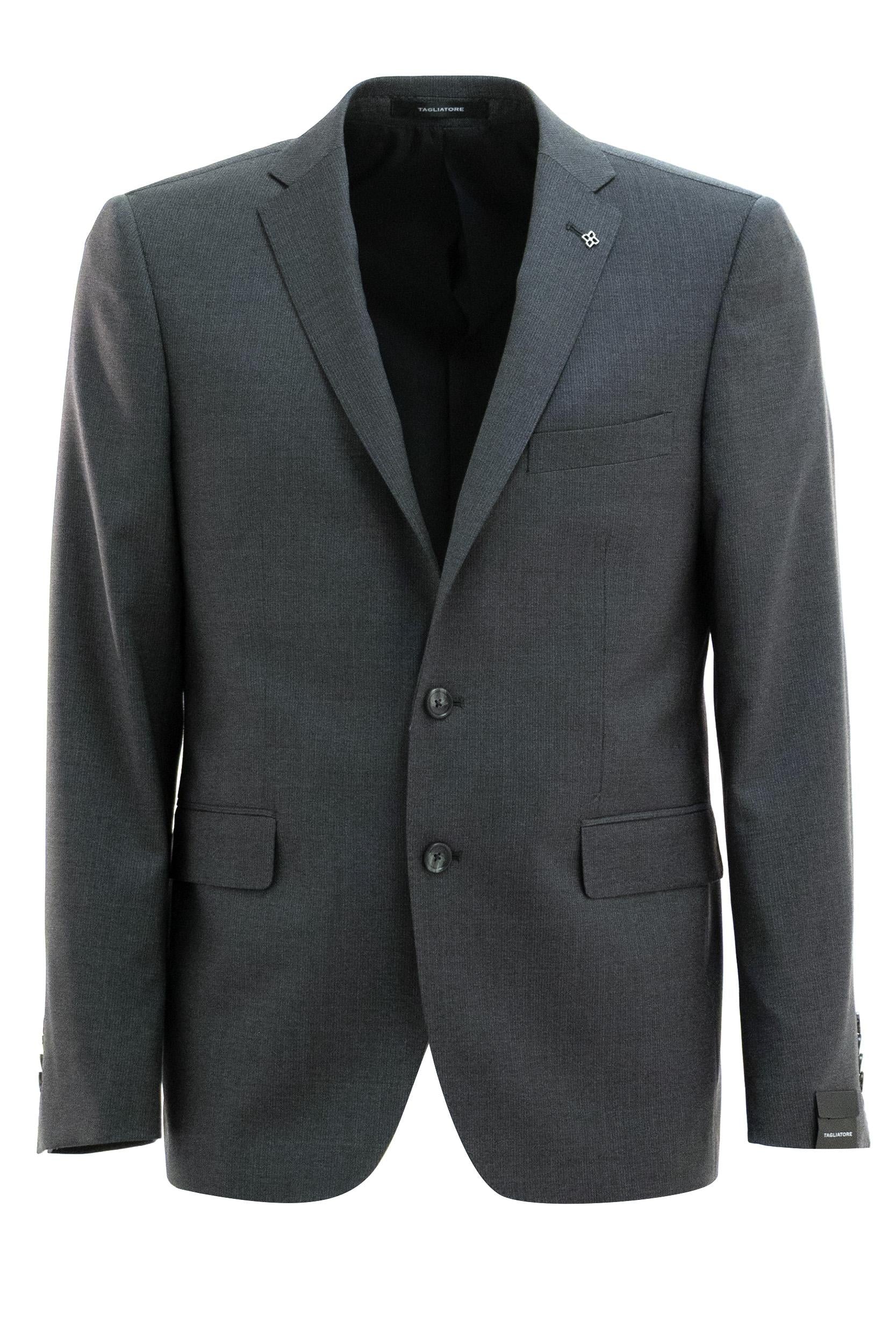 Abito rigato monopetto in lana di colore grigio <BR/> 2FBR22B01 060097 S1207 TAGLIATORE