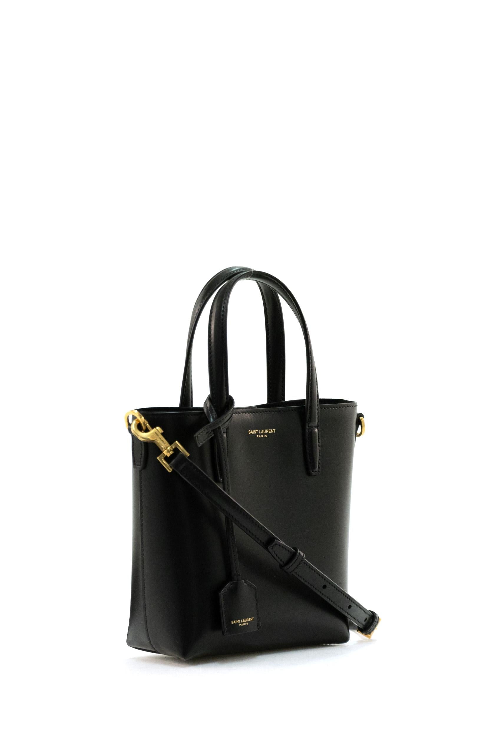 Borsa Tote Mini Toy in pelle box colore nero. 773995 AADDI 1000 SAINT LAURENT