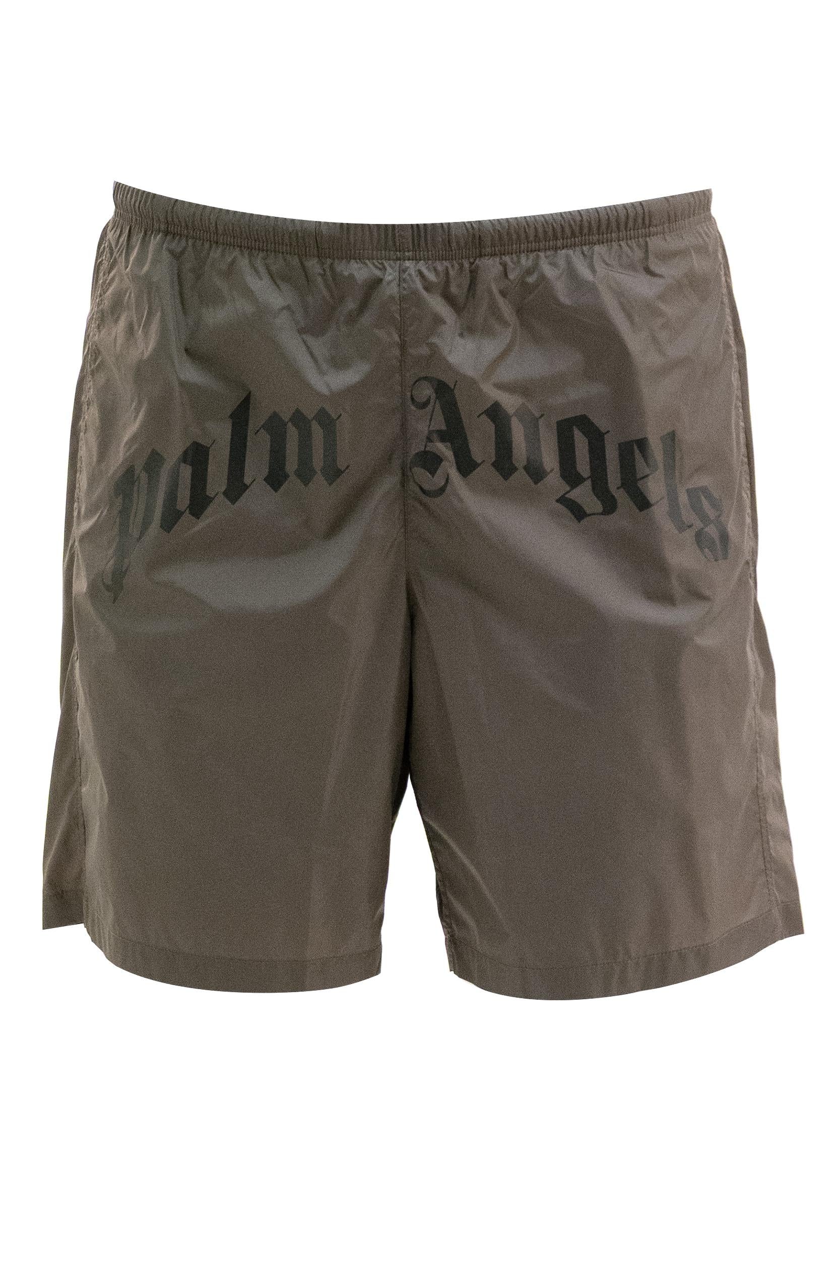 Costume da bagno Curved Logo di colore marrone<BR/> PMFD018S26FAB001 6010 PALM ANGELS