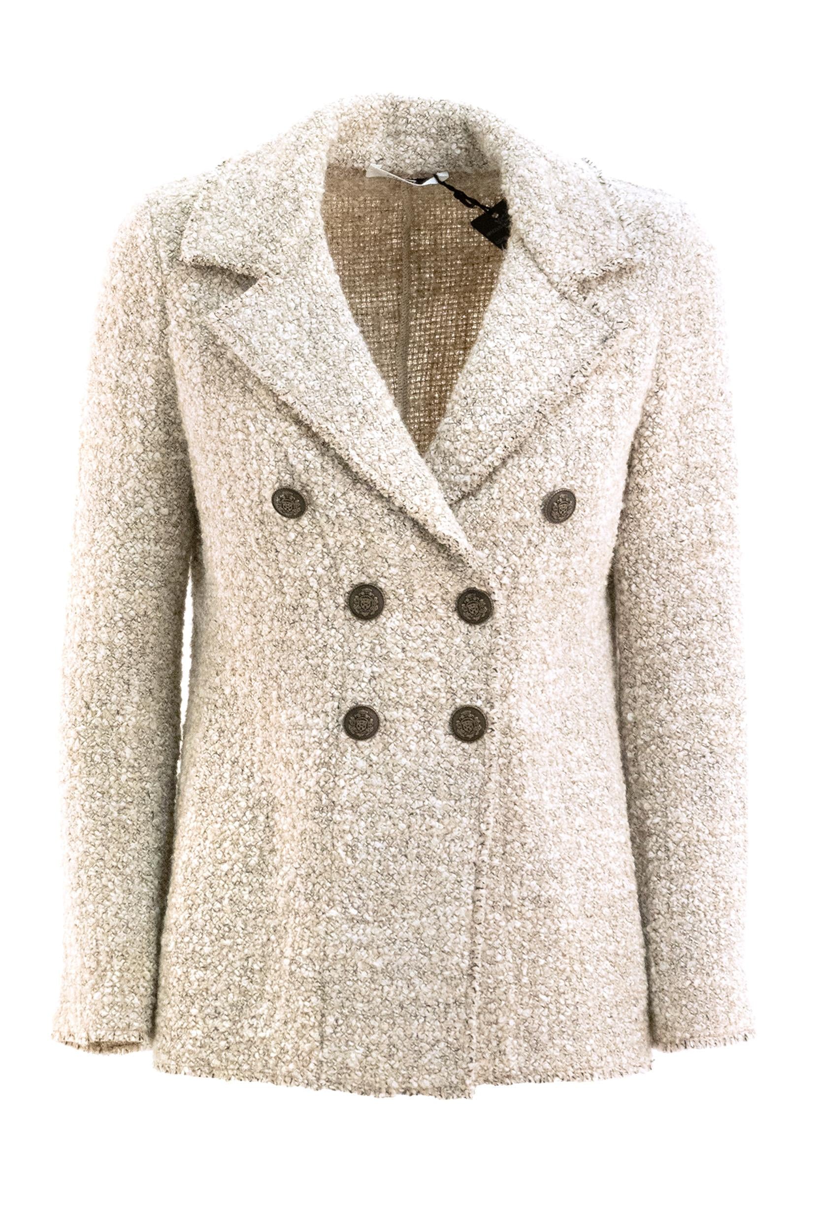 Giacca doppiopetto in boucle di colore beige <BR/> 7571/00 BEIGE CHARLOTT
