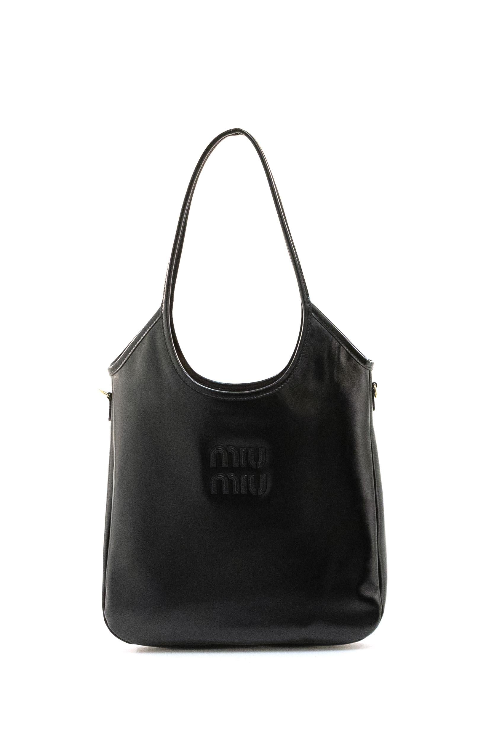 Borsa Ivy in pelle lucida color nero<BR/> 5BG311 V OON 2IEO F0002 MIU MIU