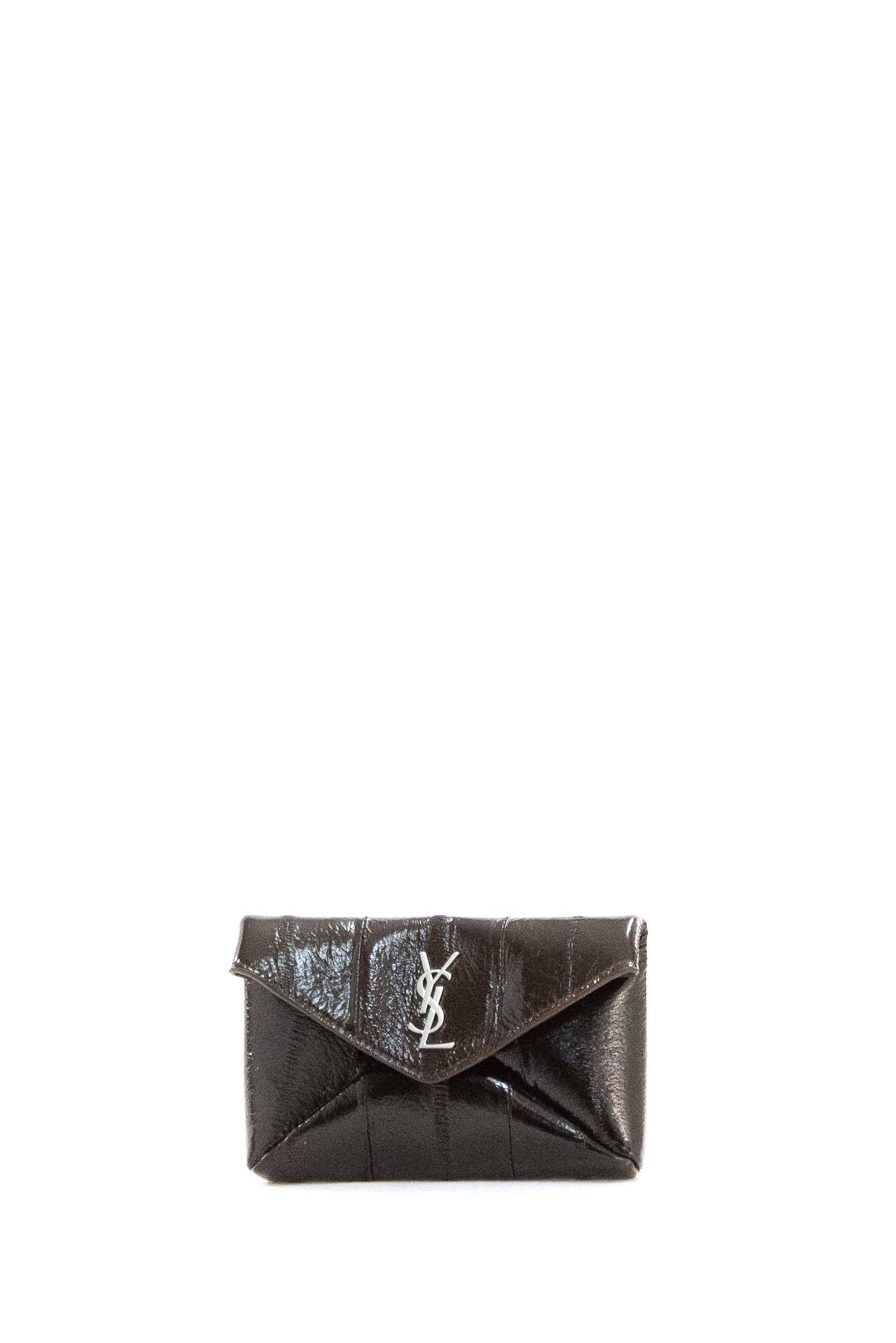 Porta carte in anguilla di colore marrone<BR/> 844658 EAA5S 2800 SAINT LAURENT