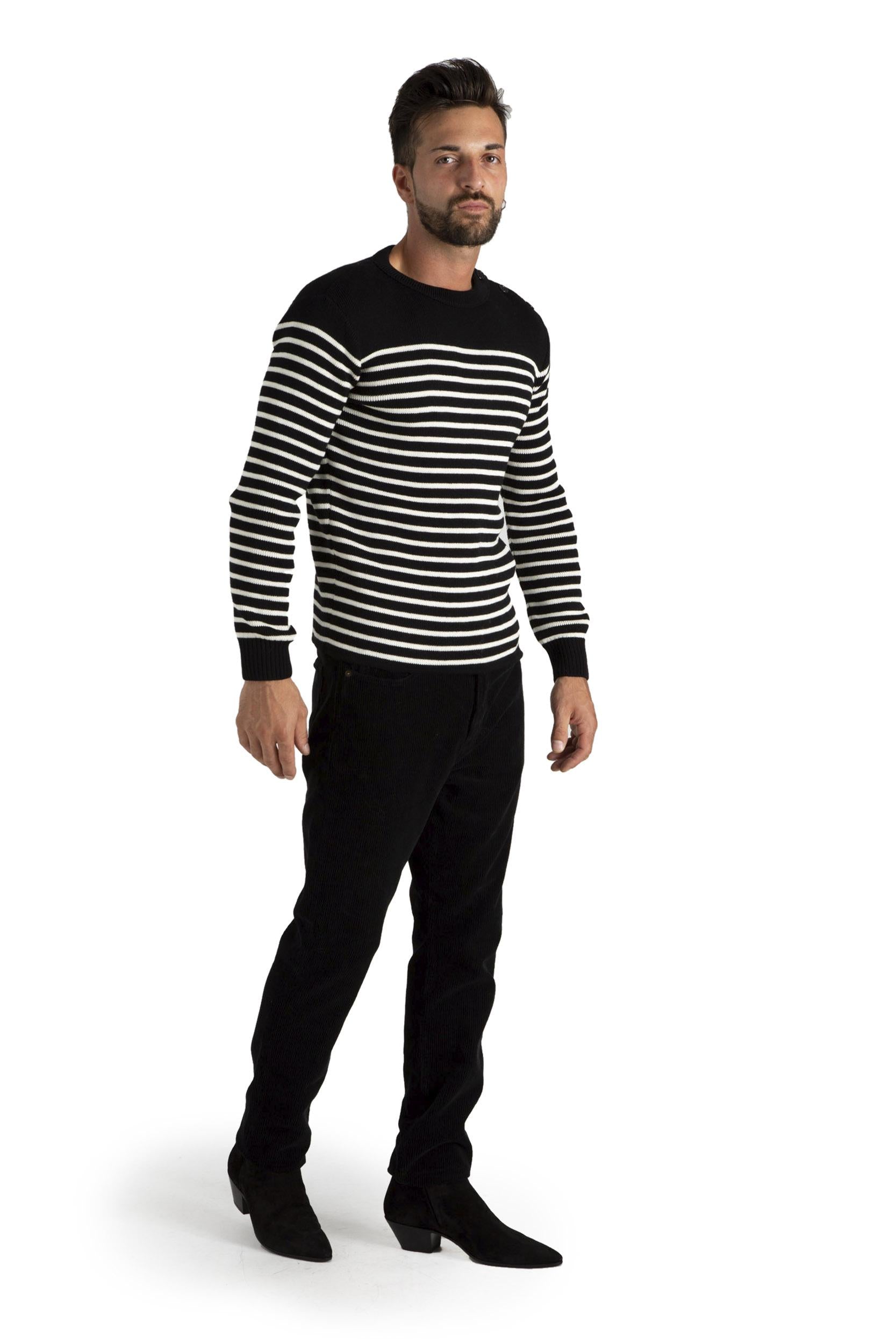 SAINT LAURENT 588063 YAFQ2 Maglione uomo a righe<BR/> 588063 YAFQ2 1095 SAINT LAURENT