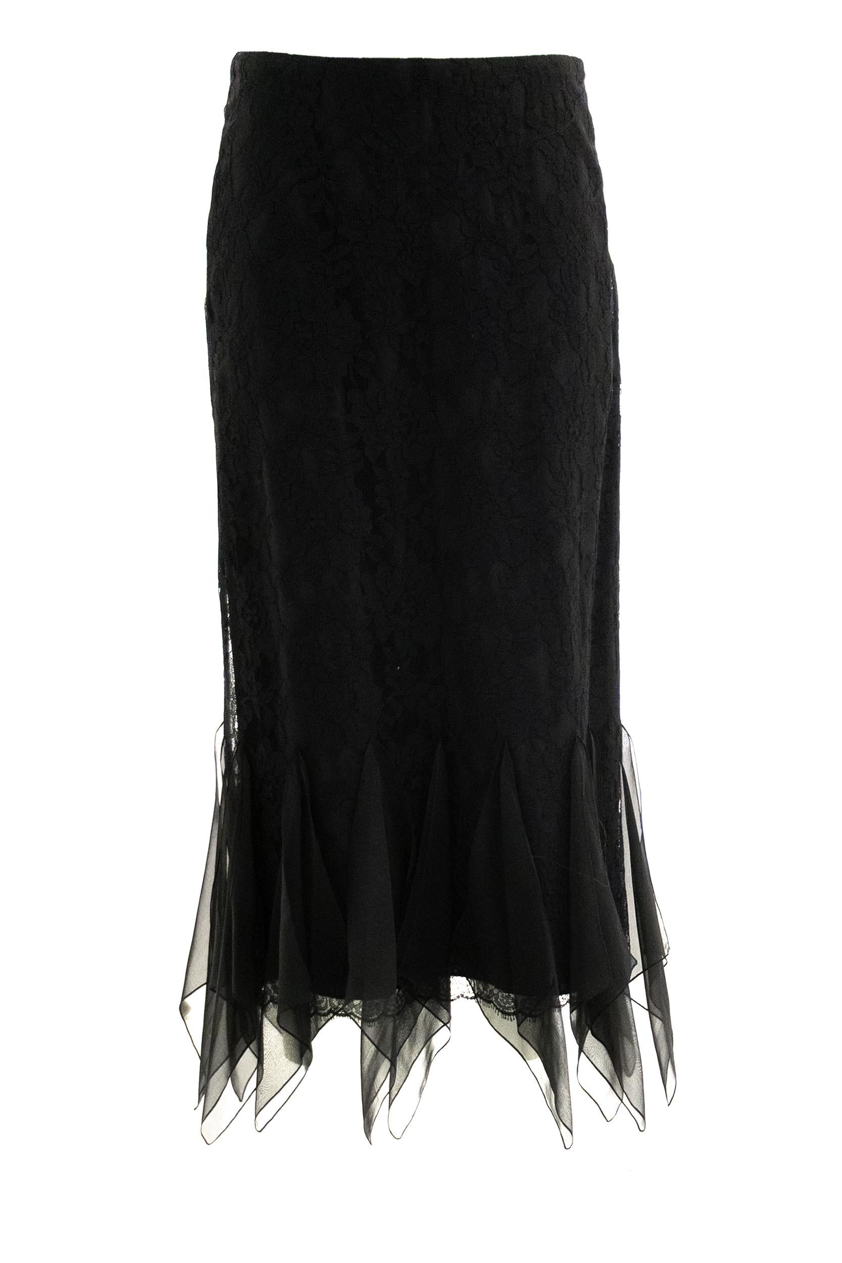 Gonna Midi Arricciata in Pizzo<BR/> 8B0RAF25A6A 0NO VALENTINO GARAVANI