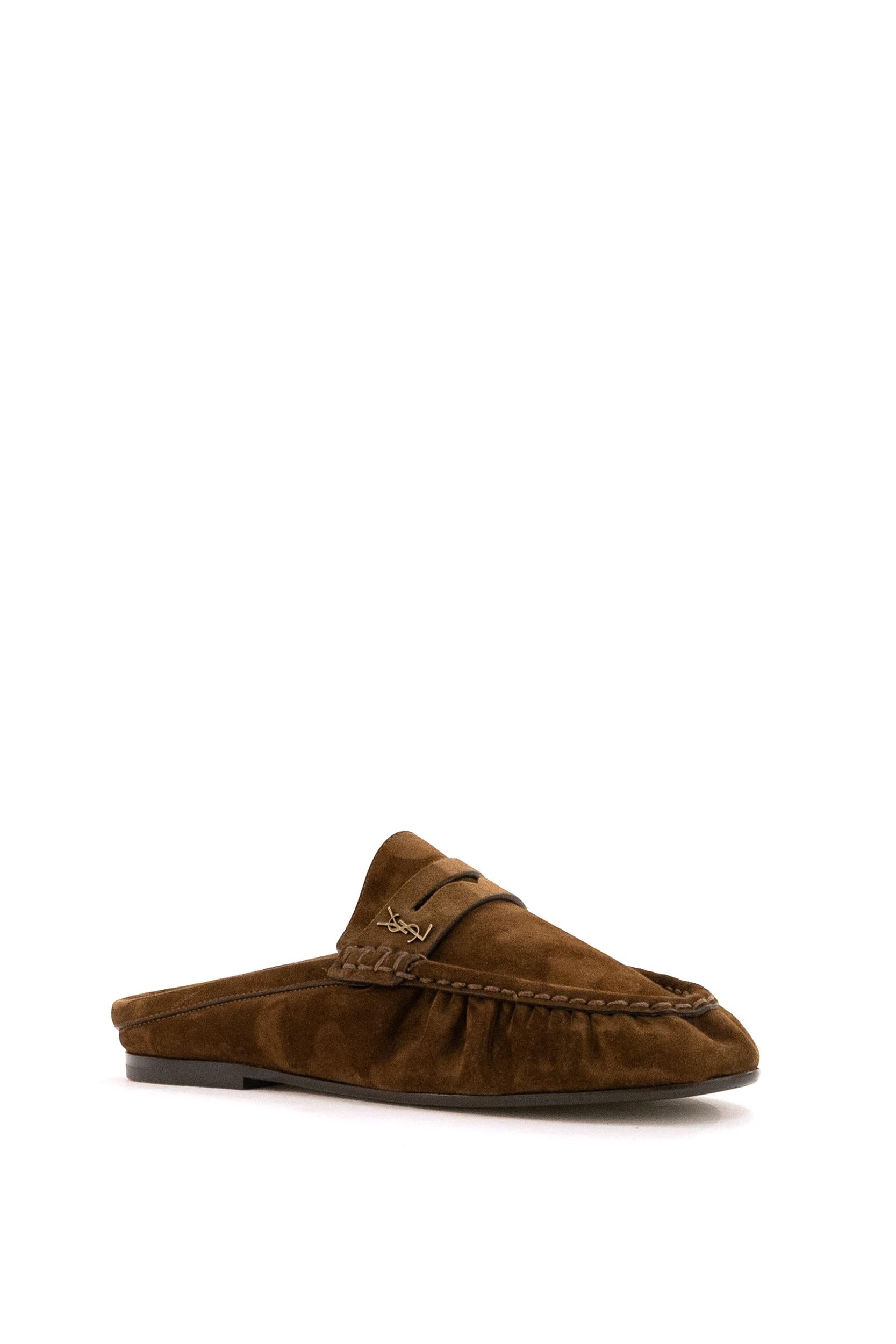 Mules Le Loafers in Suede<BR/> 852392 27DTT 2319 SAINT LAURENT