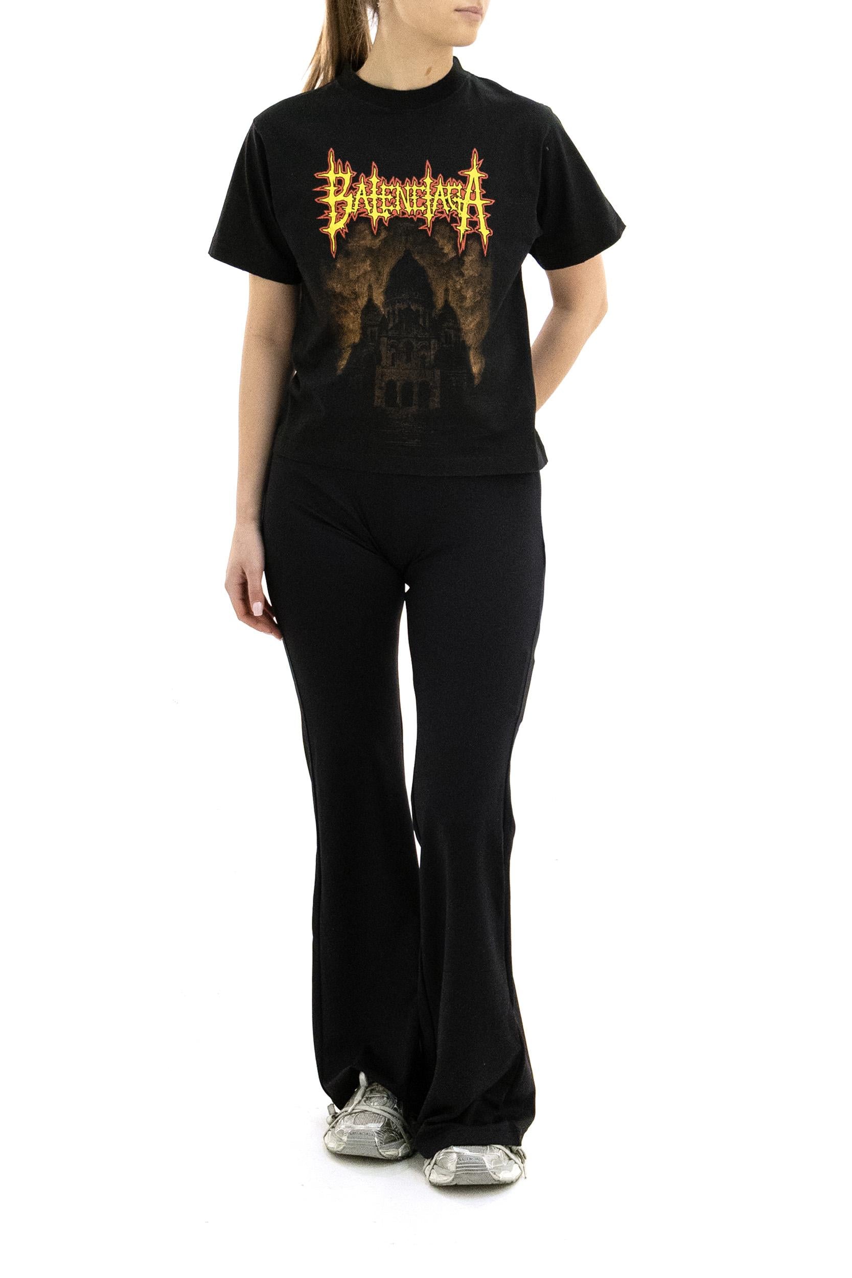T-Shirt Balenciaga Sacré Cur in jersey dry di colore nero<BR/> 850990 TUVE4 1000 BALENCIAGA