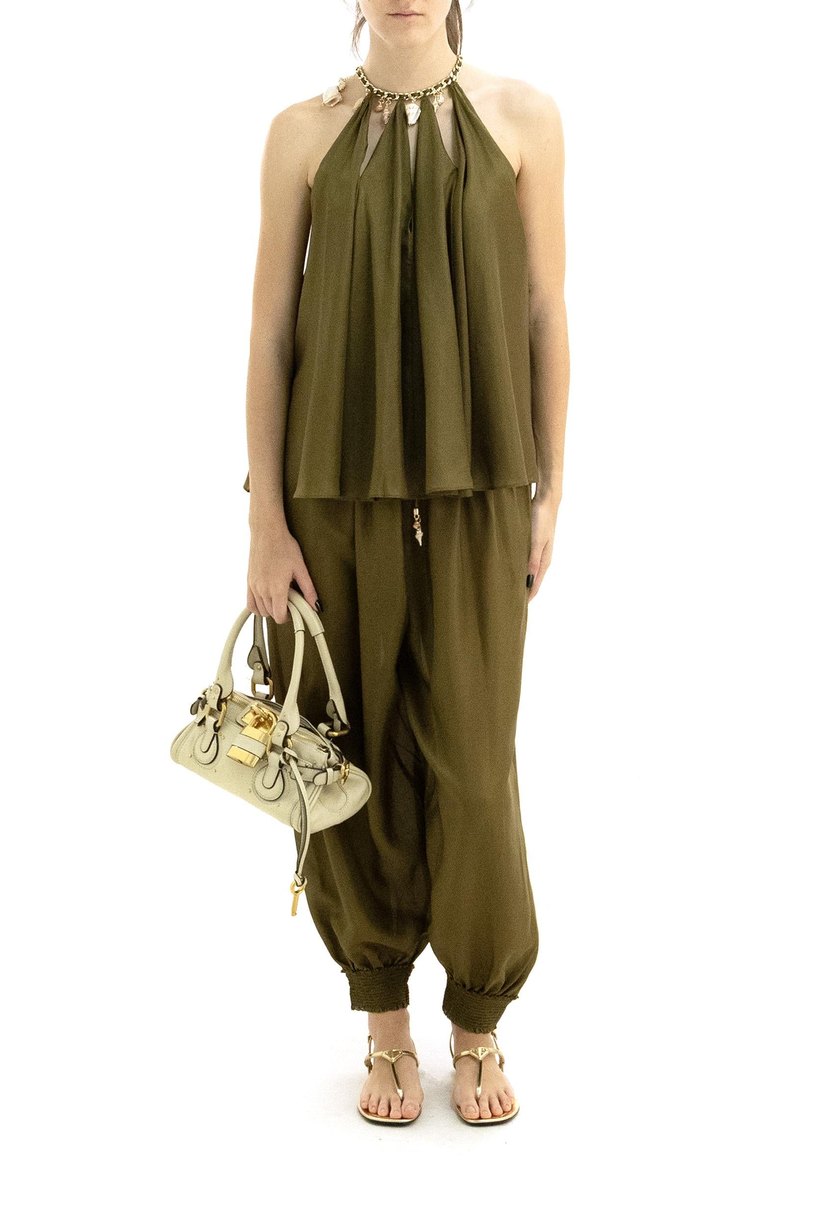 Pantaloni in seta di colore verde oliva <BR/> 7738PSS263 OLIVE ZIMMERMANN