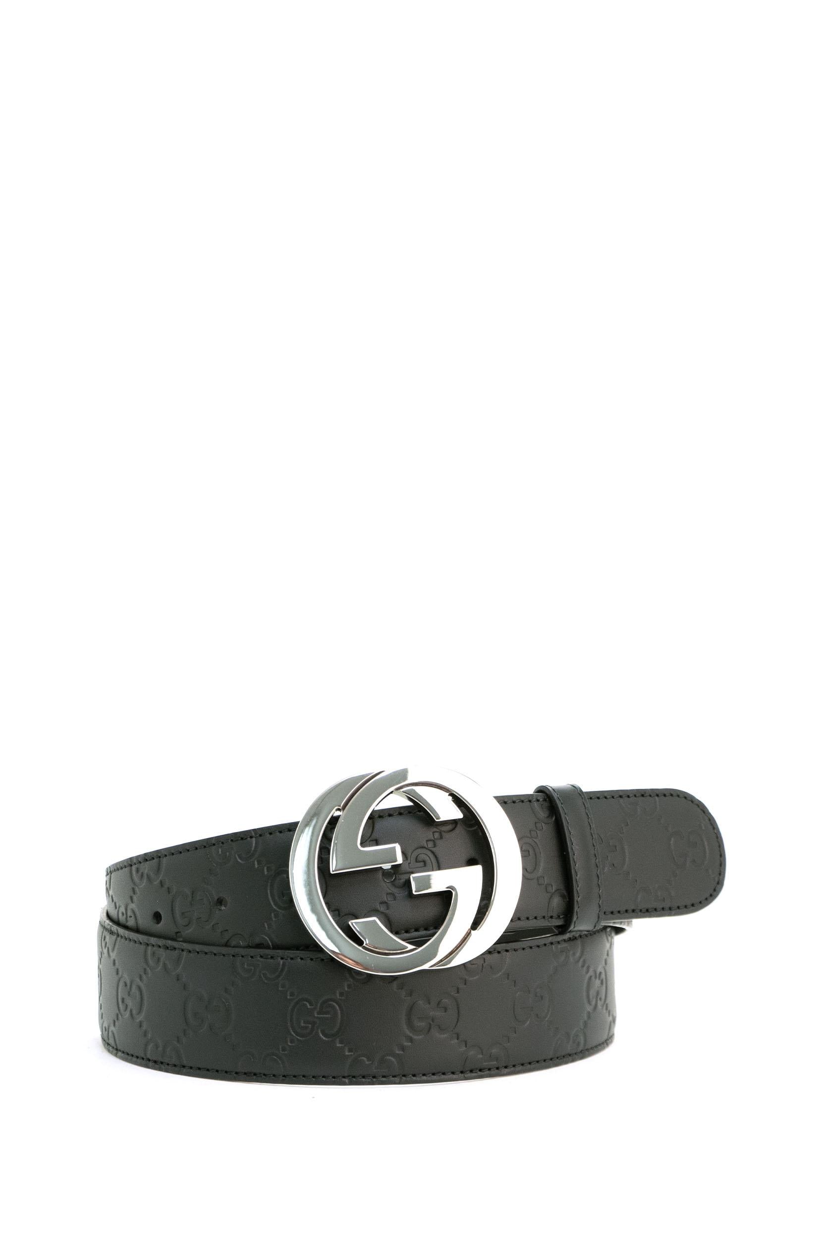 Cintura Signature in pelle nera 411924 CWC1N 1000 GUCCI