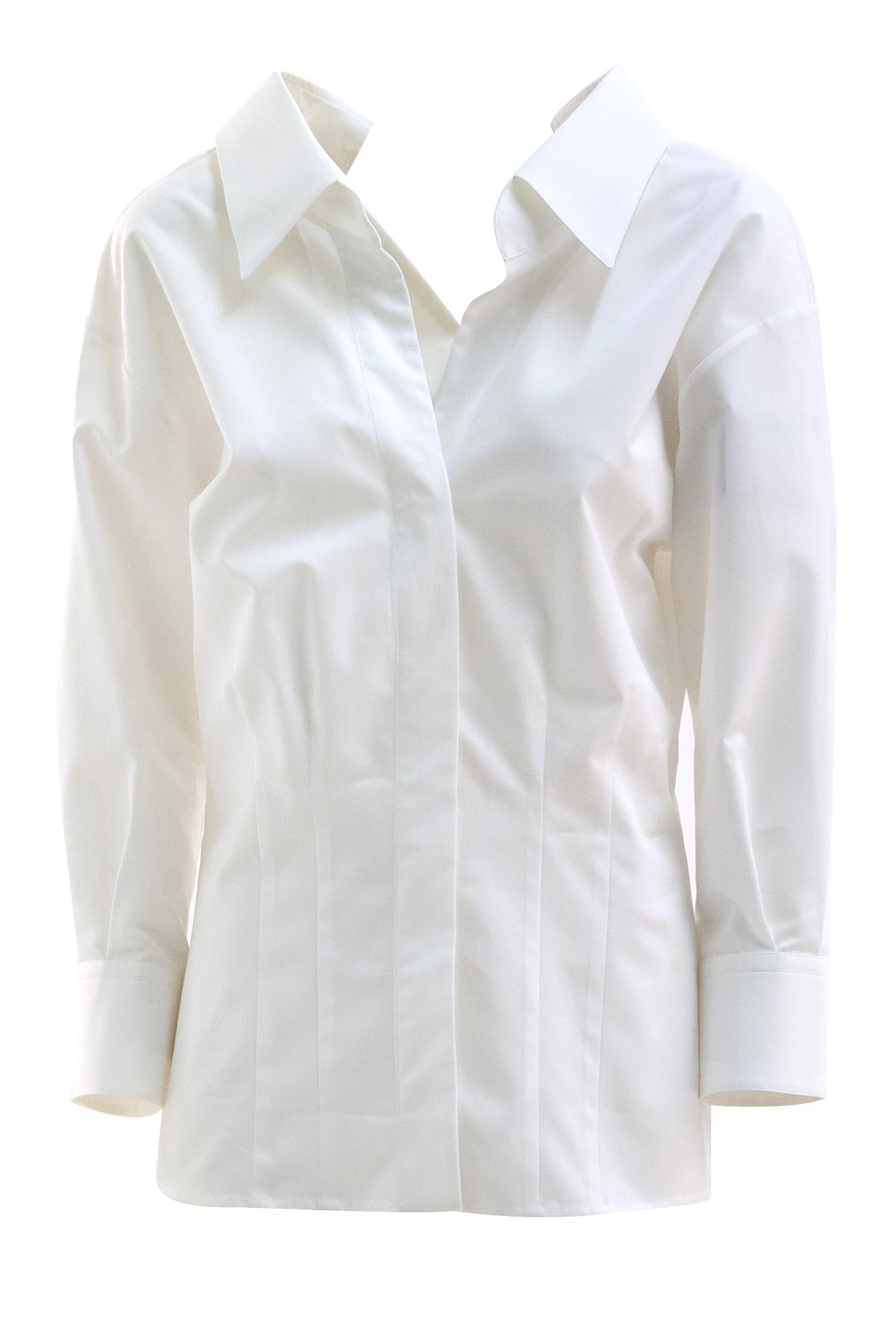 Camicia cut-out in popeline di colore bianco<BR/> BW61JH1634 100 GIVENCHY