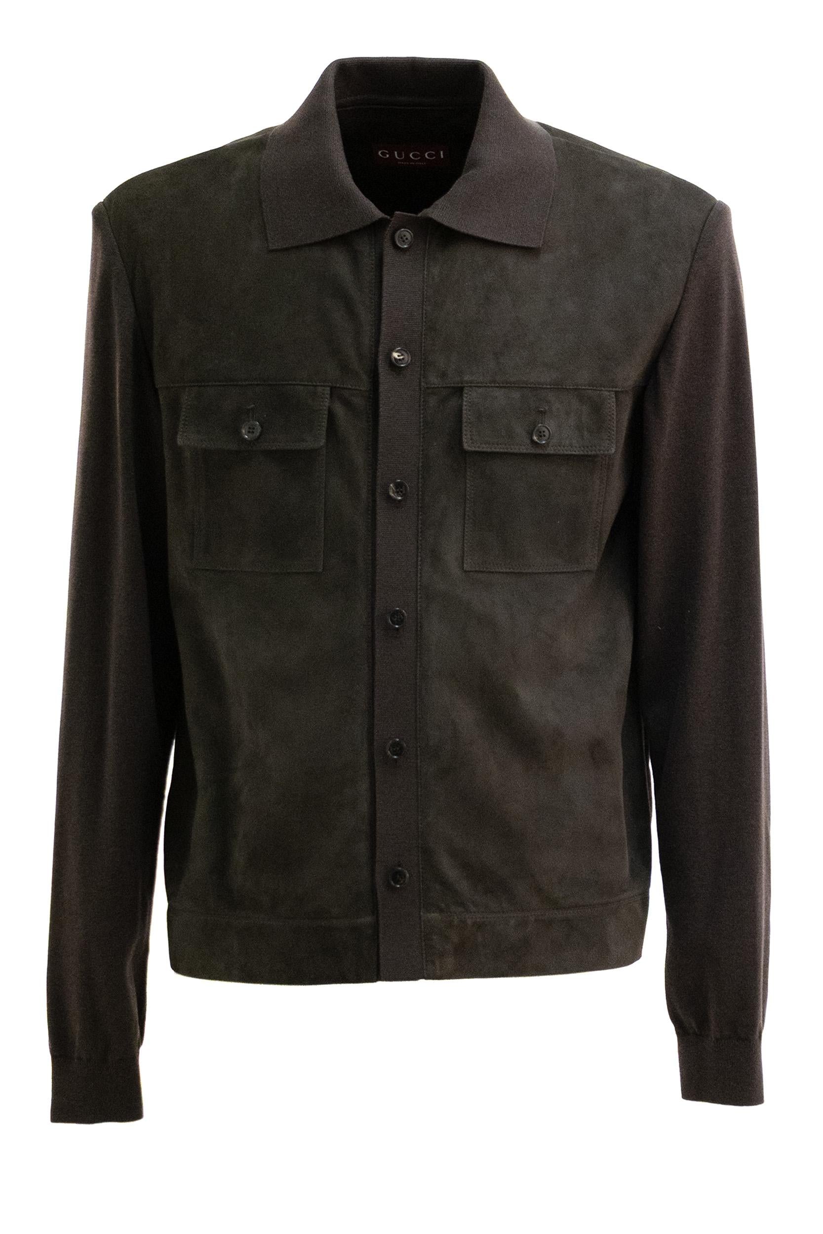 Giacca in Pelle Scamosciata e Maglia<BR/> 847806 XNBB6 2130 GUCCI