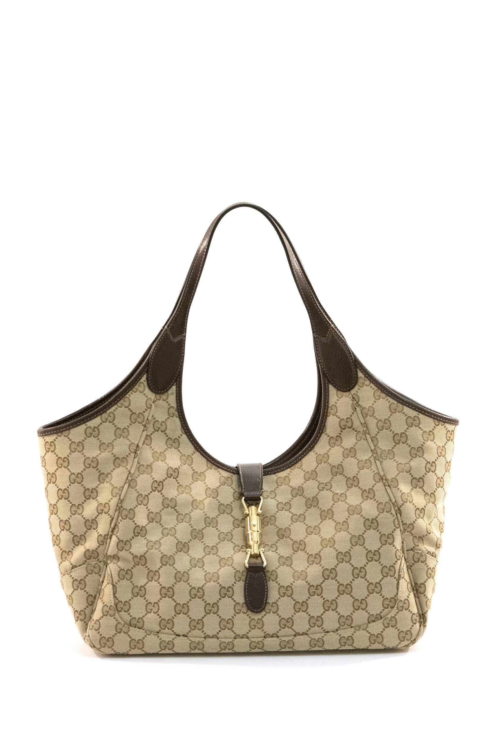 Borsa Mercato in tessuto GG sabbia e marrone scuro<BR/> 866645 FAFV2 9651 GUCCI