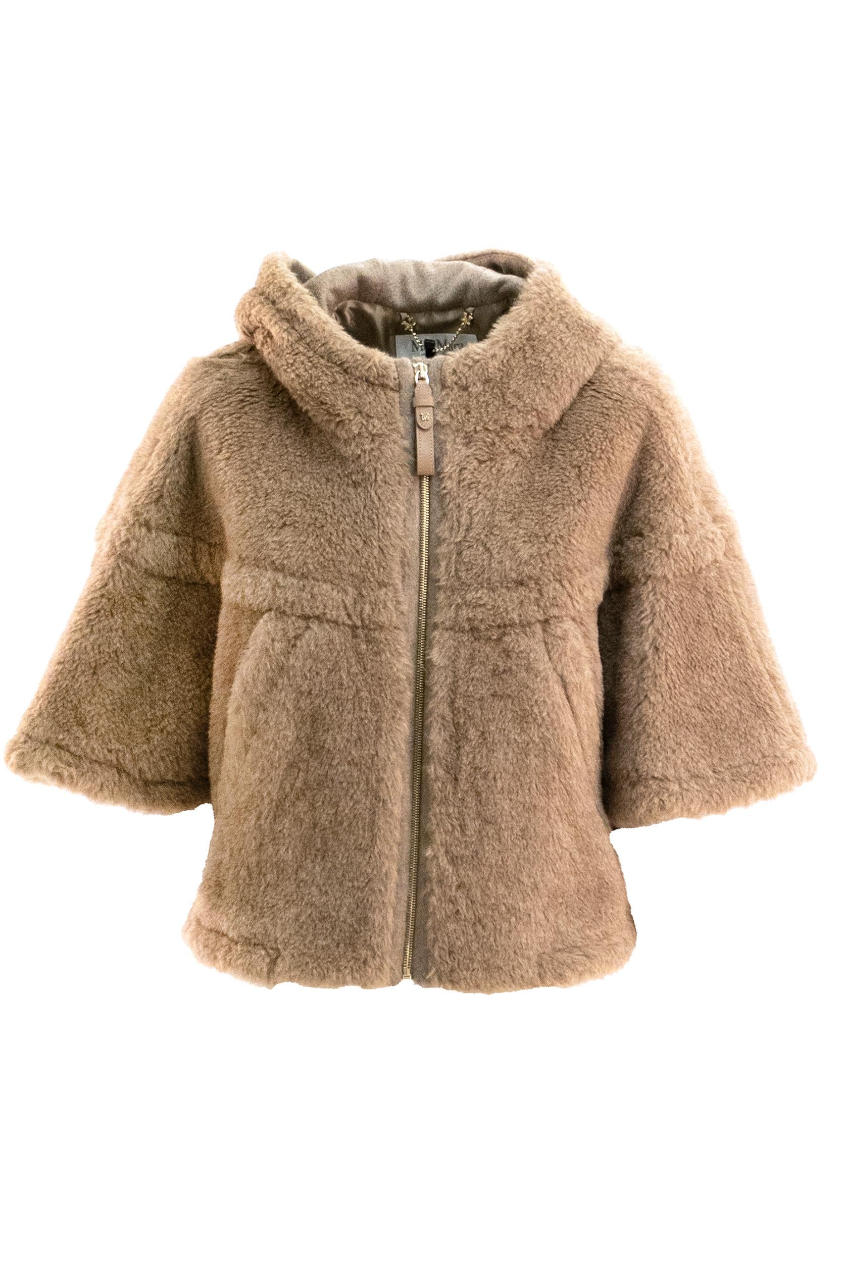 Cappa Petalo in Teddy di alpaca e lana color beige<BR/> PETALO4 005 MAX MARA