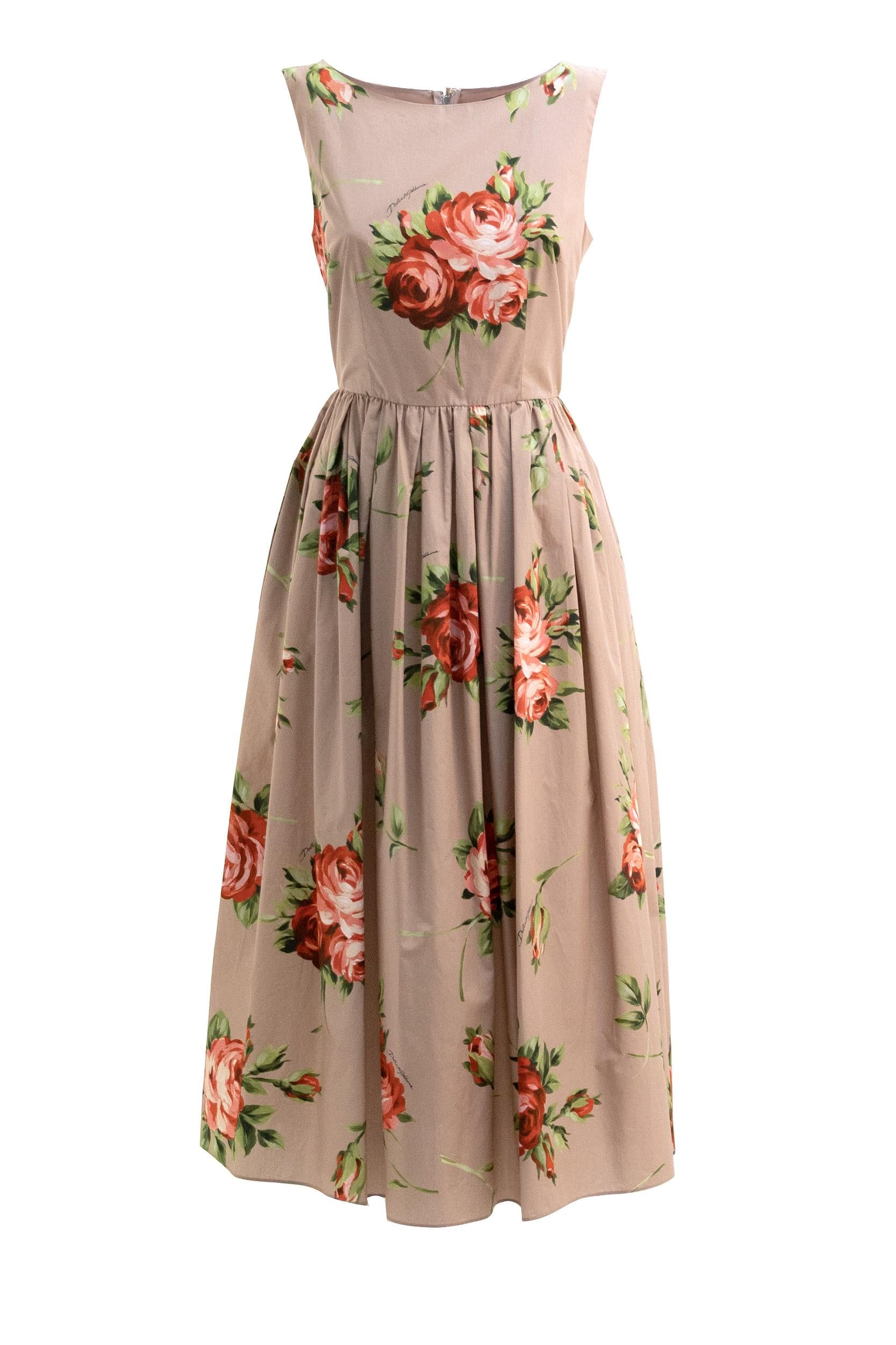 Abito in cotone color rosa cipria <BR/> F612PT HS5UT HF5ZN DOLCE & GABBANA