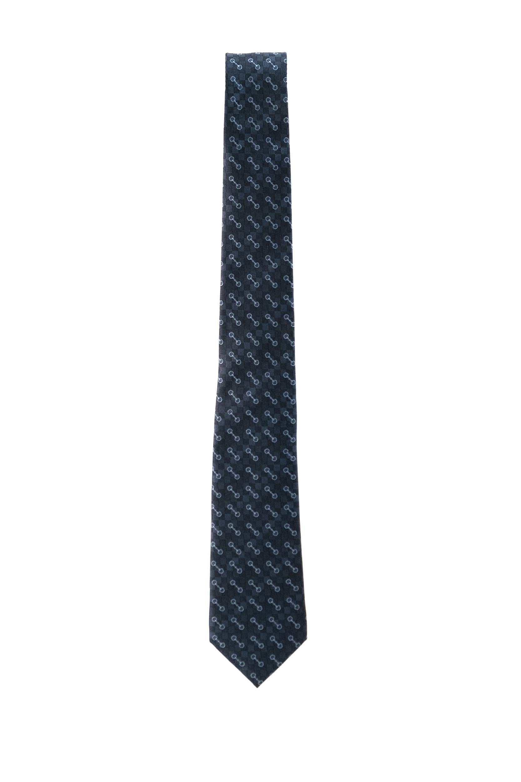 Cravatta in seta jacquard con Morsetto di colore blu<BR/> 853367 4E009 4169 GUCCI