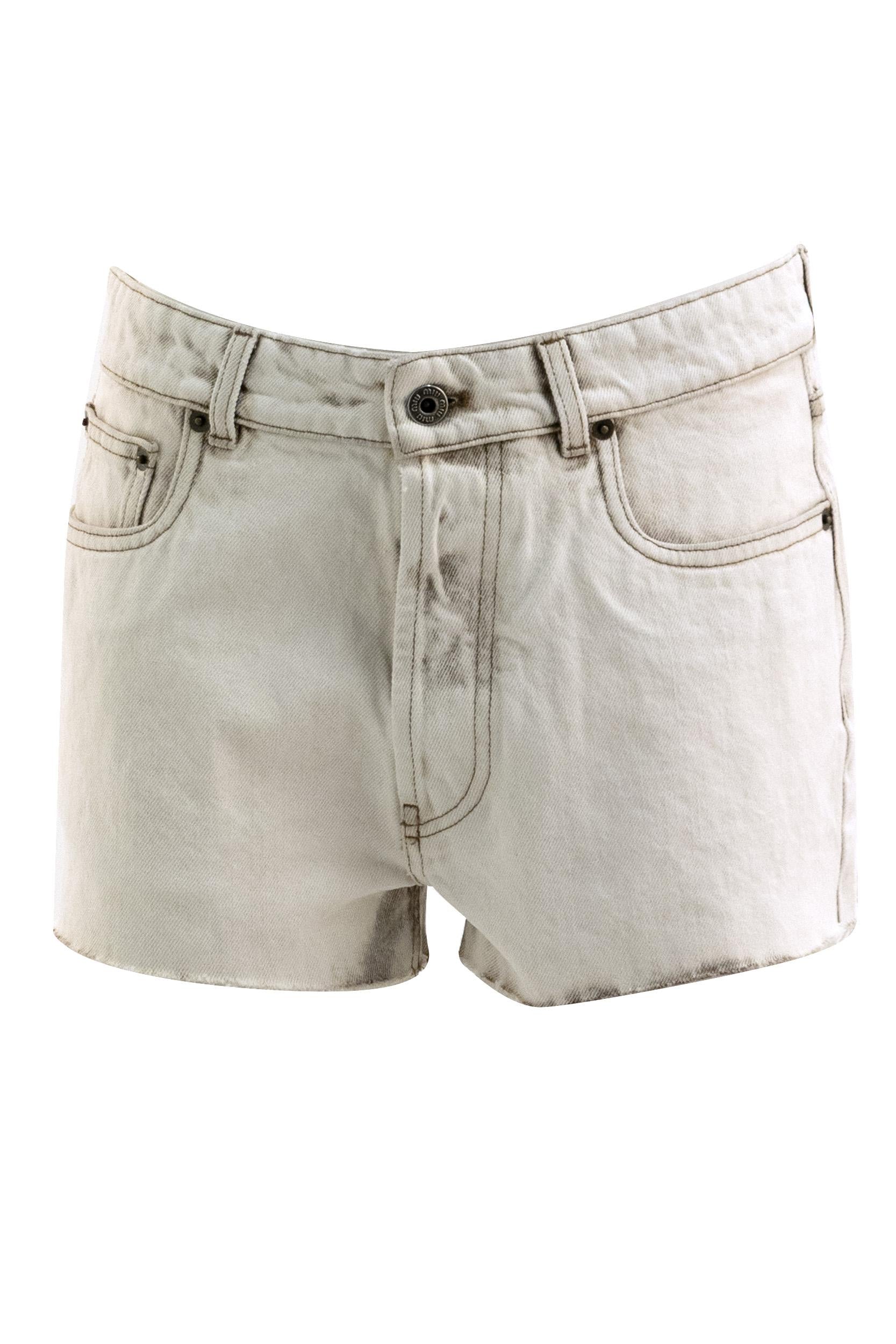Short in denim di colore bianco<BR/> GWP602 S OOO 183T F0009 MIU MIU