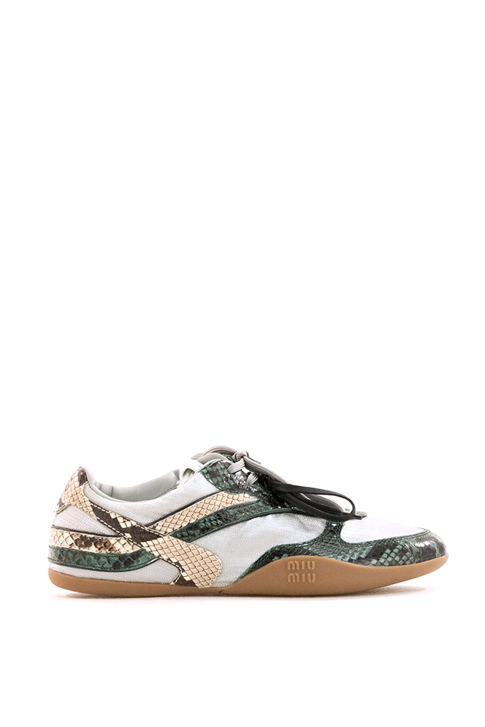 Sneakers Gymnasium in tessuto tecnico e Ayers stampa pitone<BR/> 5E428E F B005 3ZL4 F04UJ MIU MIU