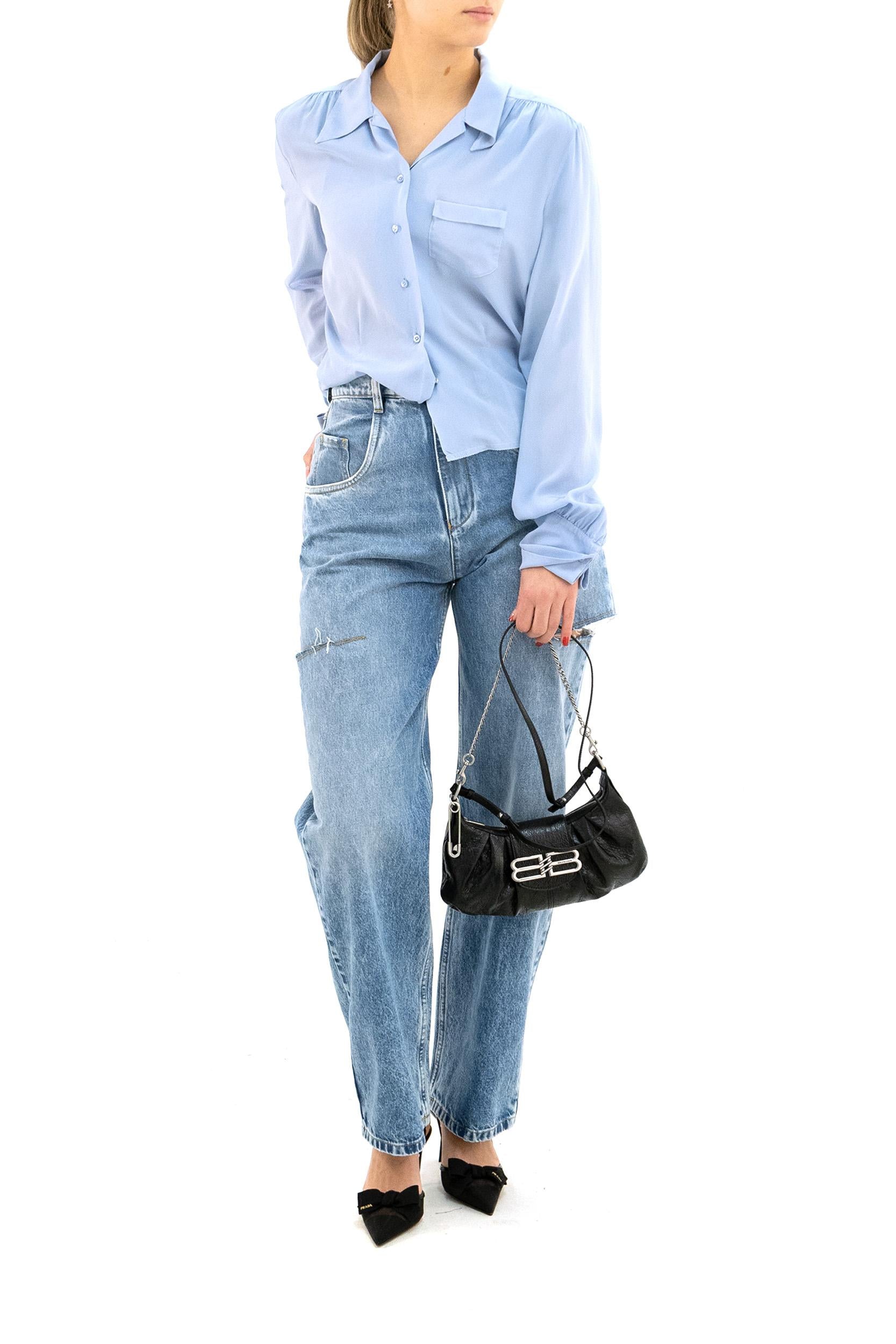 Camicia in seta di colore azzuro<BR/> S51DT0028 M35704 479 MAISON MARGIELA