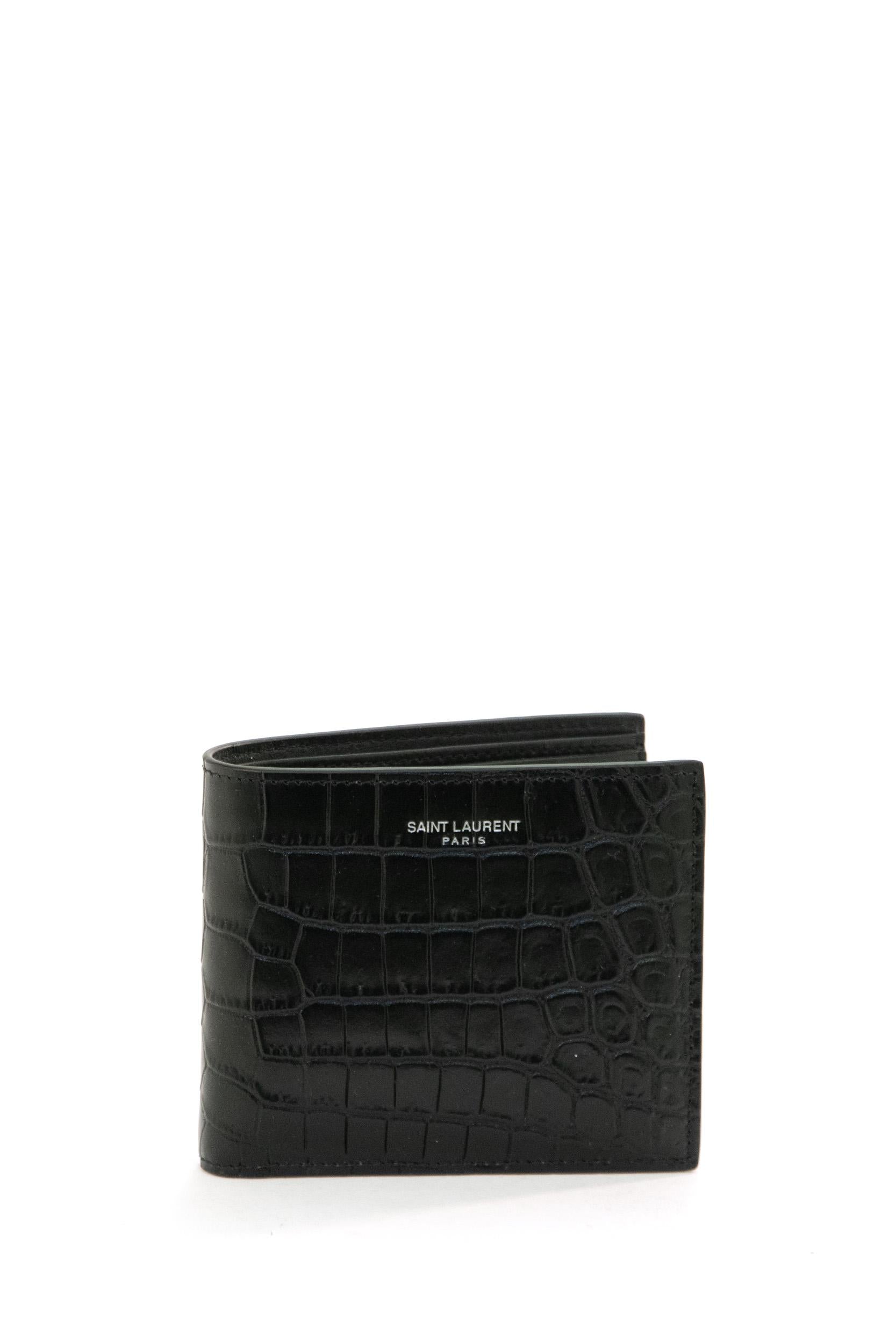 Portafoglio in pelle stampa cocco color nero 396307 DZEDE 1000 SAINT LAURENT