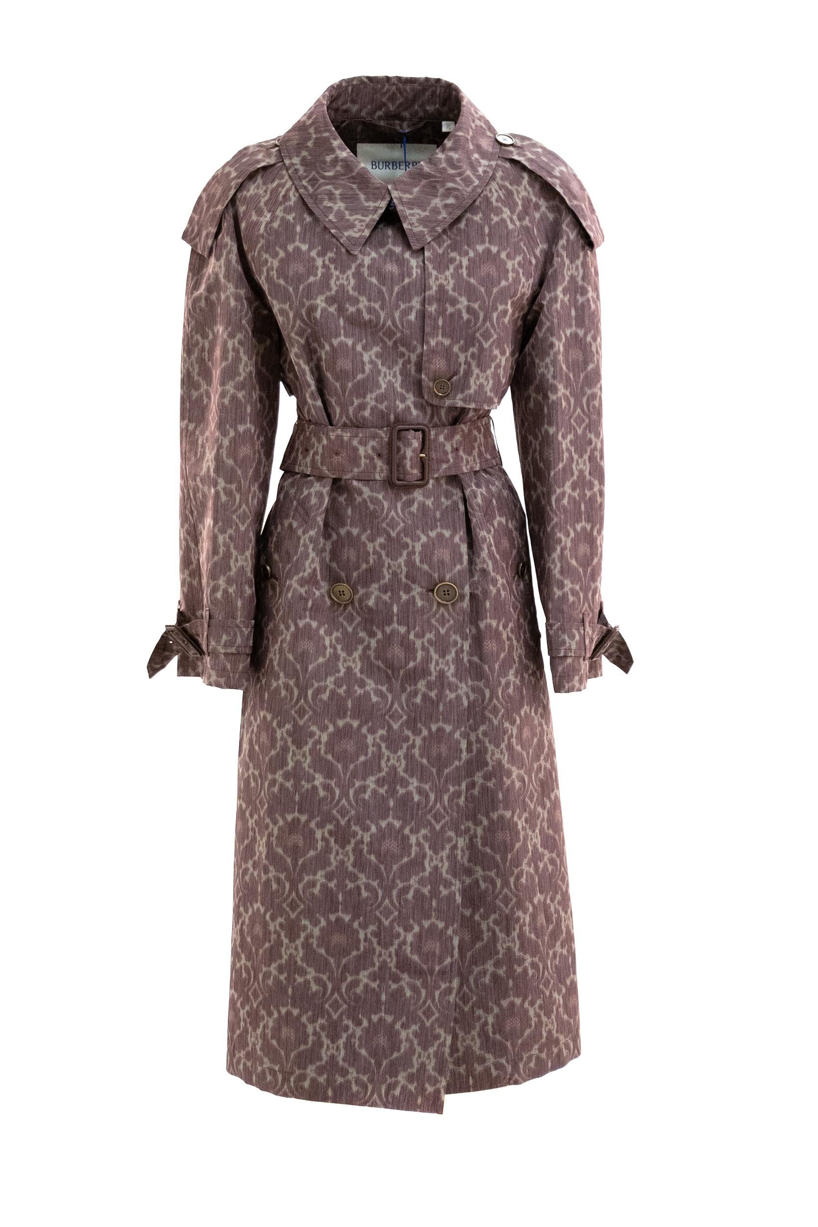 Trench Fitzrovia lungo in misto viscosa stile barocco color bordeaux <BR/> 8116993 DUCHESS PATTERN BURBERRY