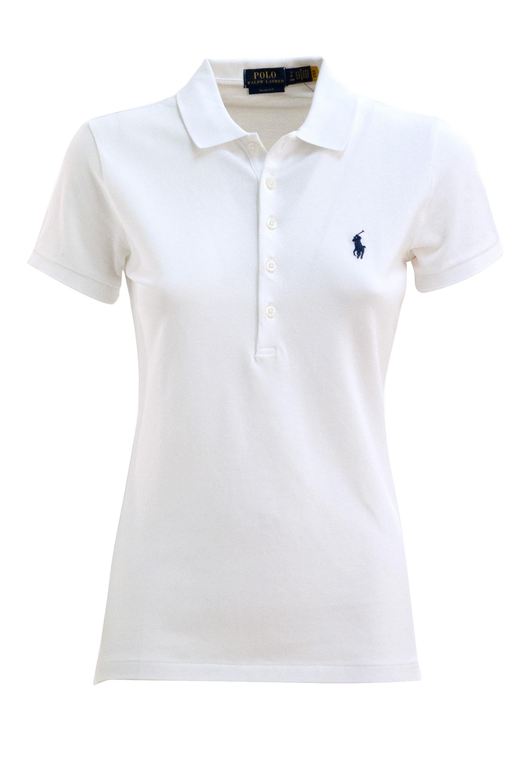 Polo in cotone stretch color bianco<BR/> 211870245001 WHITE POLO RALPH LAUREN