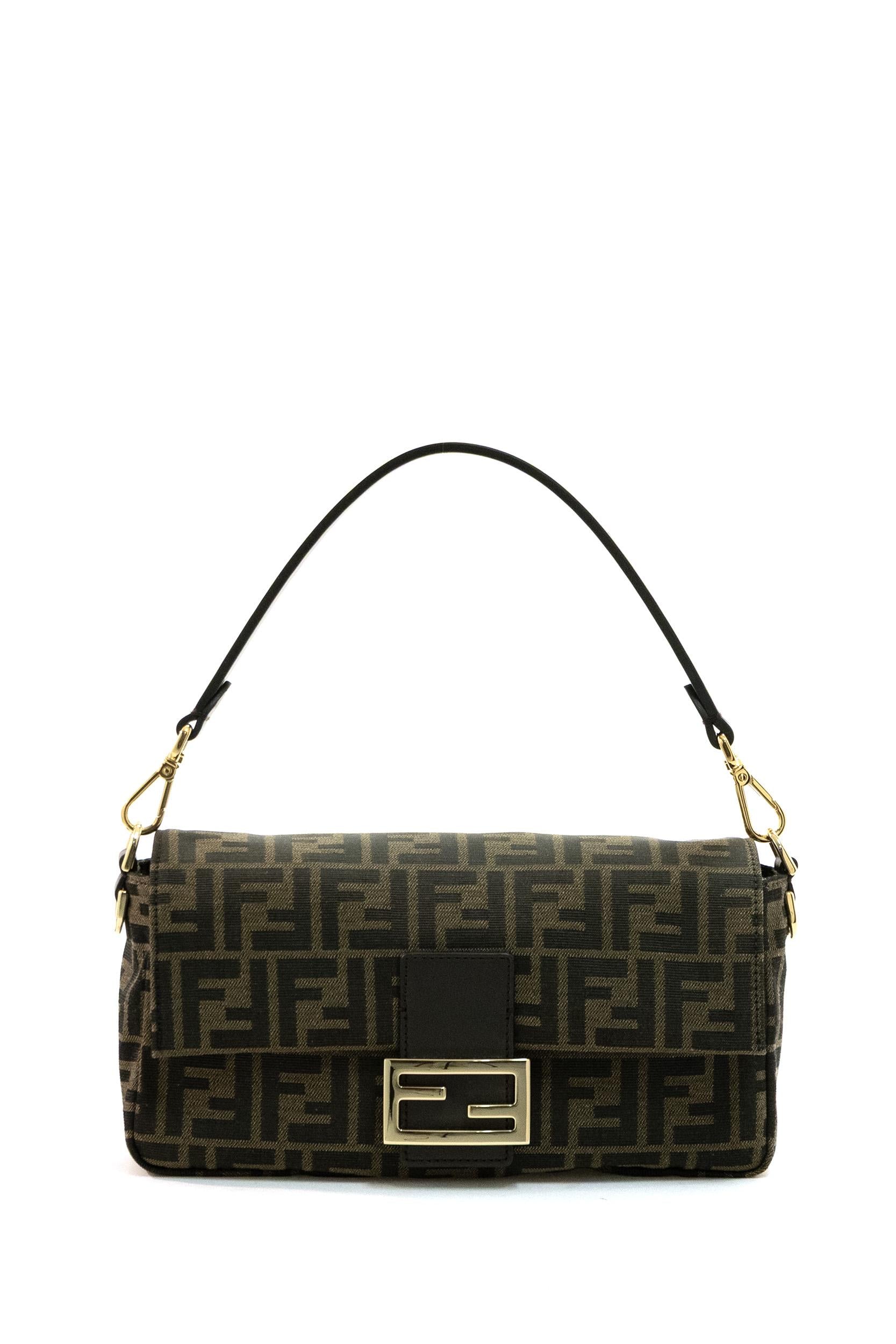 Baguette in tessuto FF jacquard color tabacco e marrone<BR/> 8BR600 AFPM F1GL7 FENDI