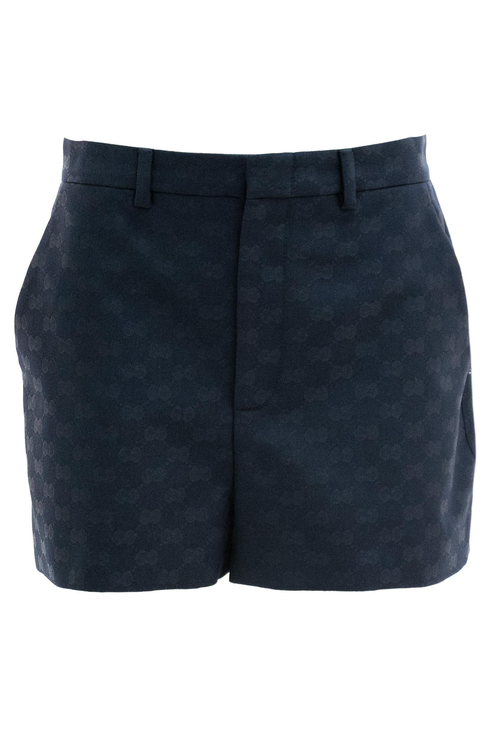 Shorts in Gabardina di Cotone GG di colore blu<BR/> 859655 ZAQXT 4474 GUCCI