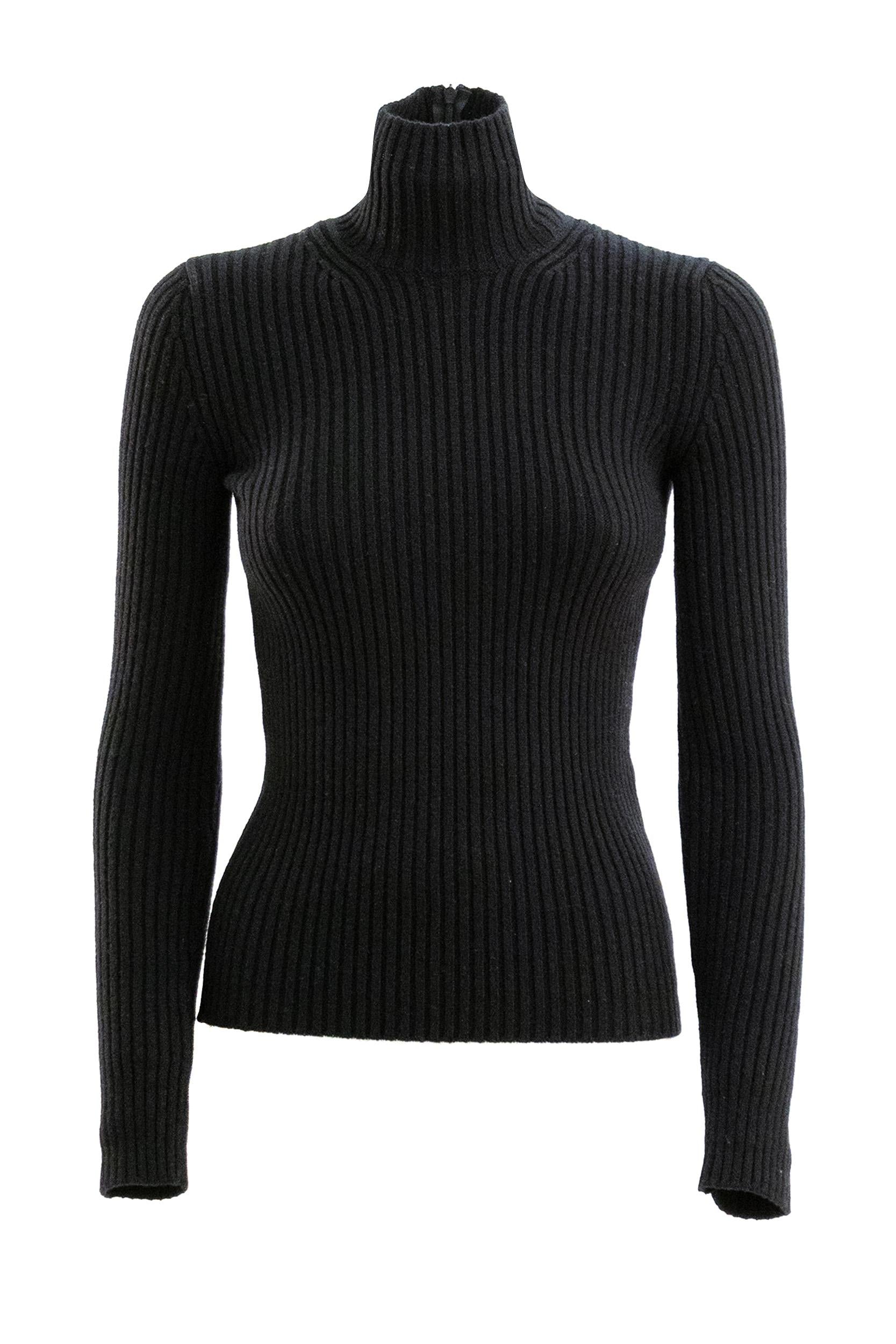 Pullover Aral in lana e cachemire a coste di colore nero<BR/> ARAL1234 007 MAX MARA