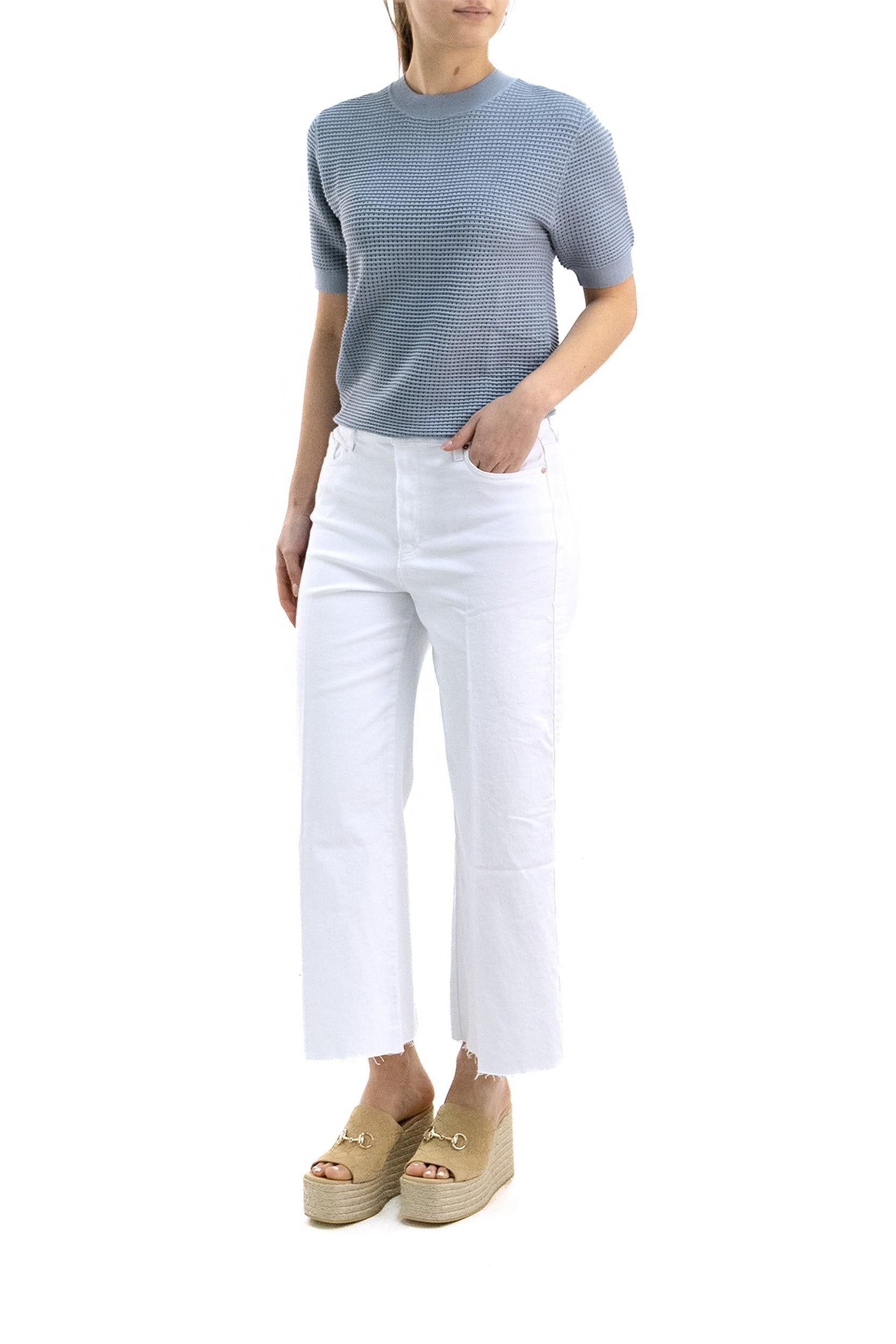 T-shirt a nido d'ape di colore azzurro<BR/> RENFIELD-D540939 011 P.A.R.O.S.H.