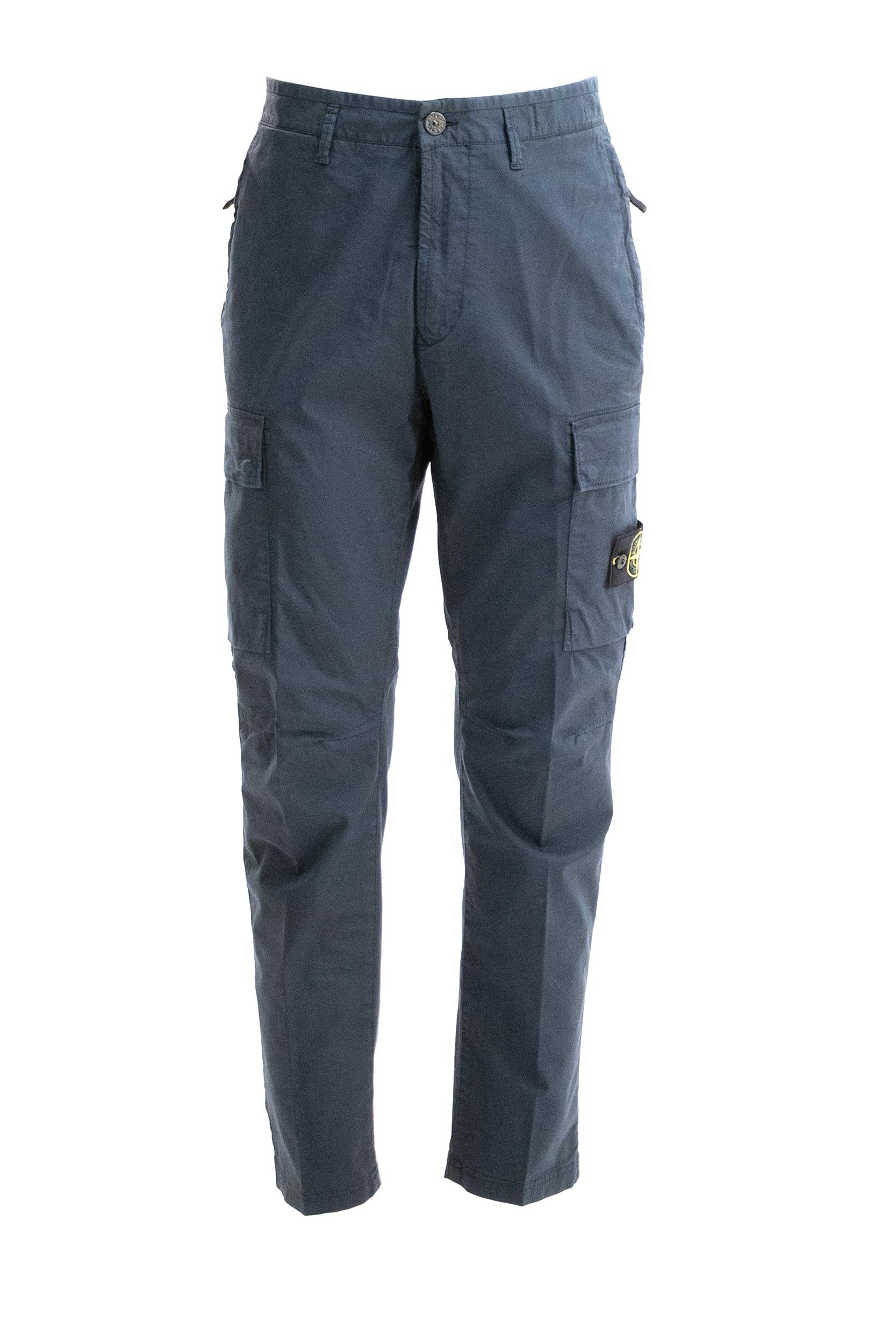 Pantaloni cargo in cotone stretch color blu <BR/> K2S153100032 S0010 V0020 STONE ISLAND