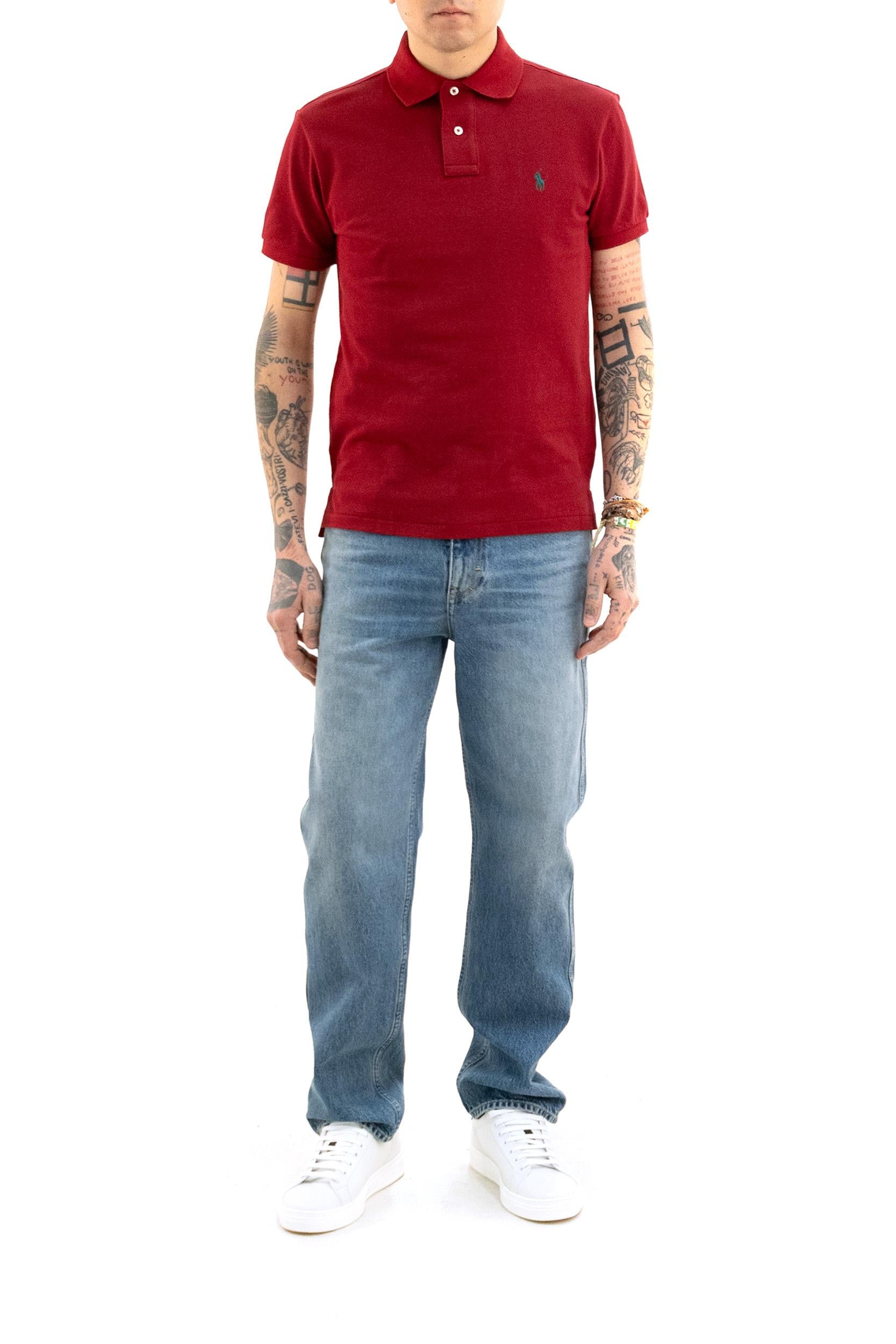Polo in Piquet di Cotone<BR/> 710680784516 RED POLO RALPH LAUREN