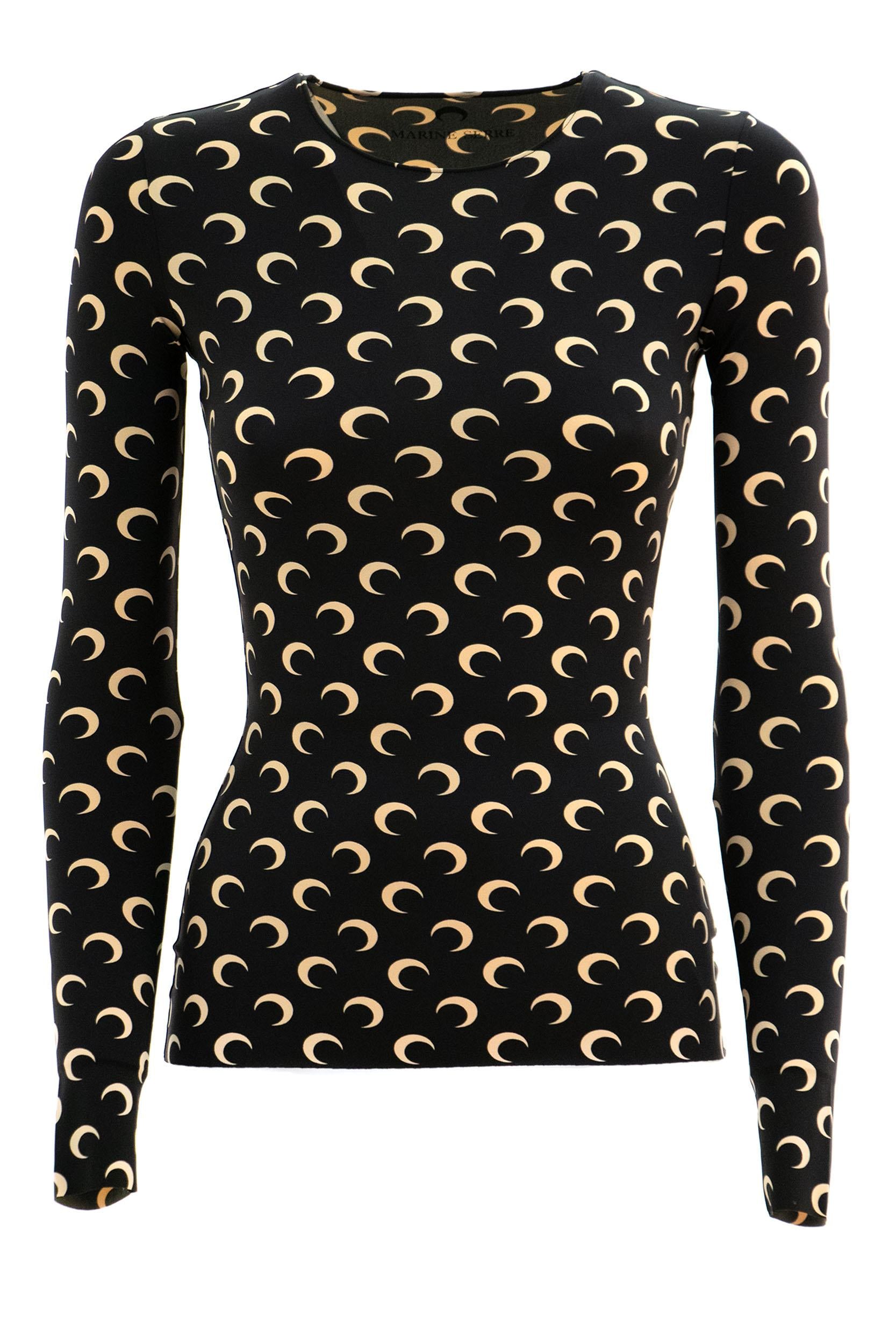 Top in jersey elasticizzato di colore nero<BR/> WTS006A CJER0001 IT99 MARINE SERRE