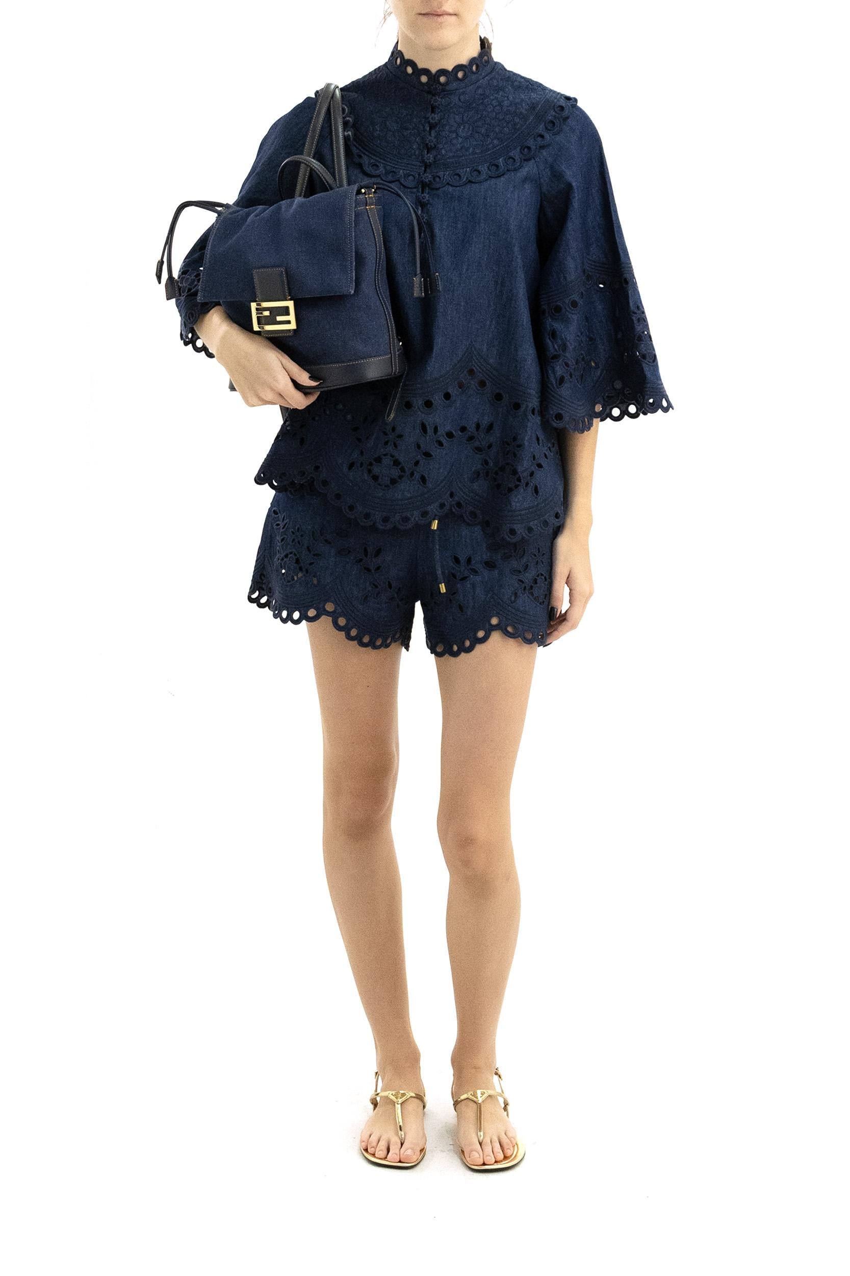 Shorts in denim di cotone di colore blu<BR/> 7283ASS263 INK ZIMMERMANN