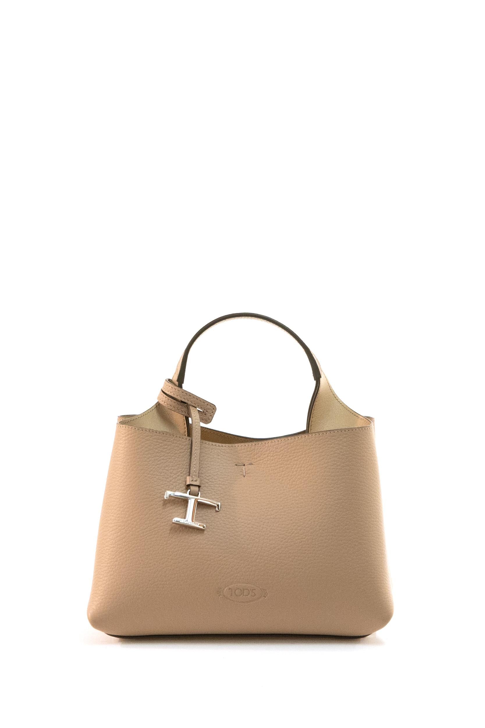 Borsa a mano in pelle martellata di colore beige XBWAPAEL000QRI 4L62 TOD'S