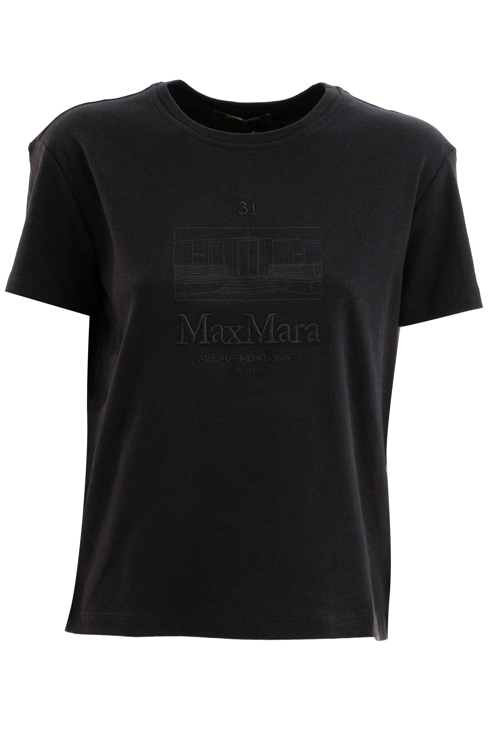 T-shirt in cotone di colore nero<BR/> SMMBELLA 011 S MAX MARA