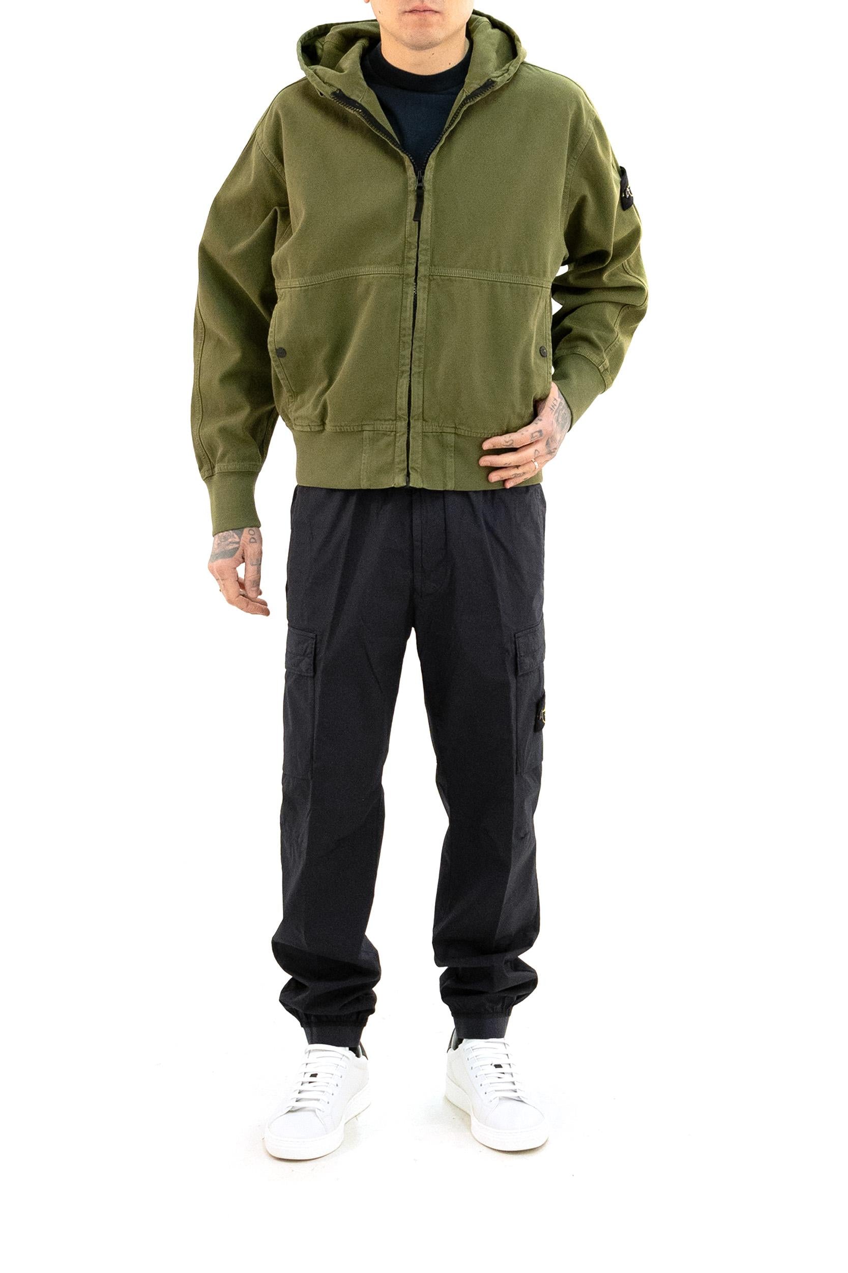 Giacca con Cappuccio in Cotone<BR/> L1S156100068 S0184 V015G STONE ISLAND